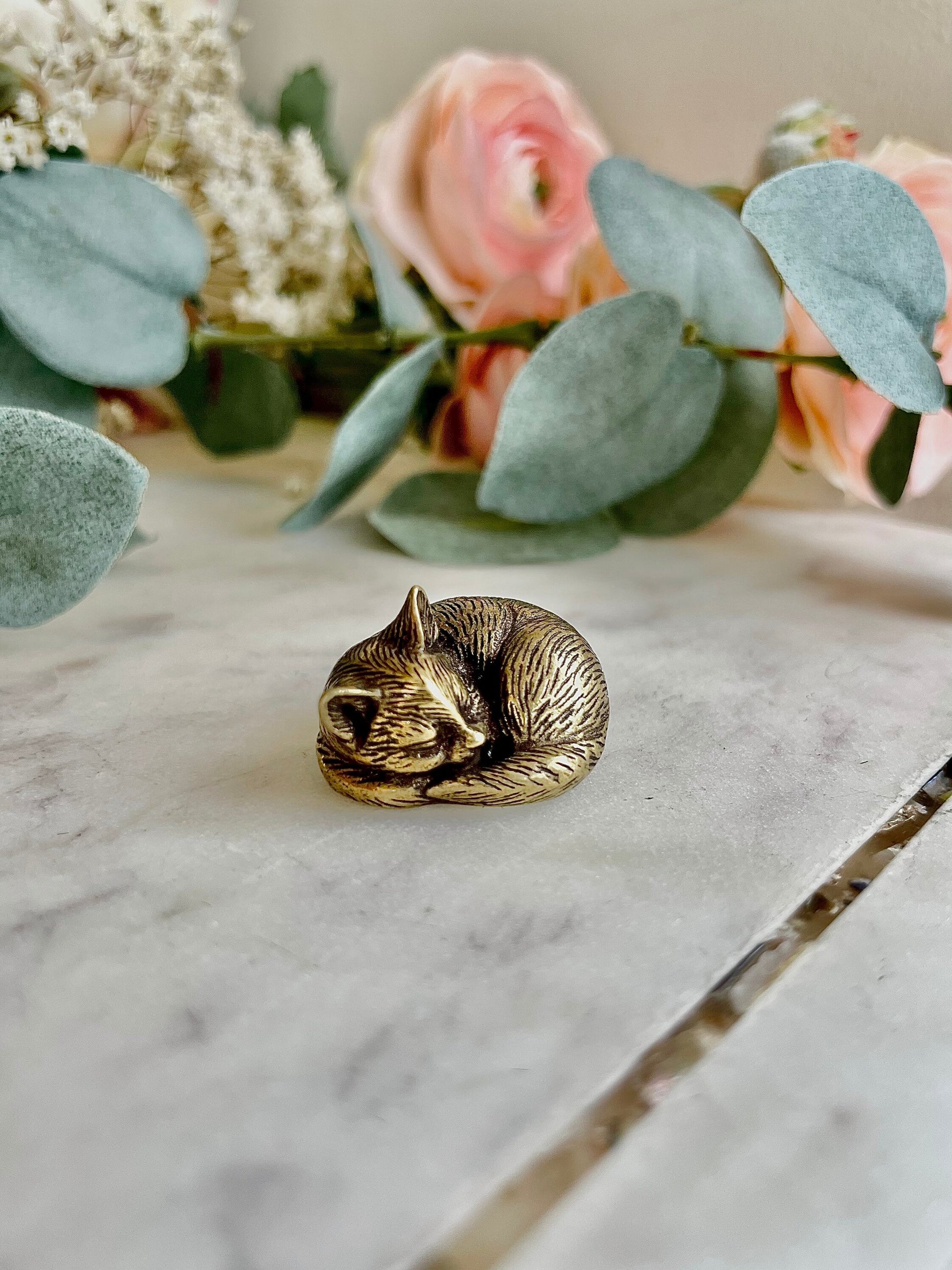 Cutest Set of Cats, Fine brass solid cat figurine, kitty pendant, Collectible car statuette, Gift for cat lover, Adorable kittens ornament