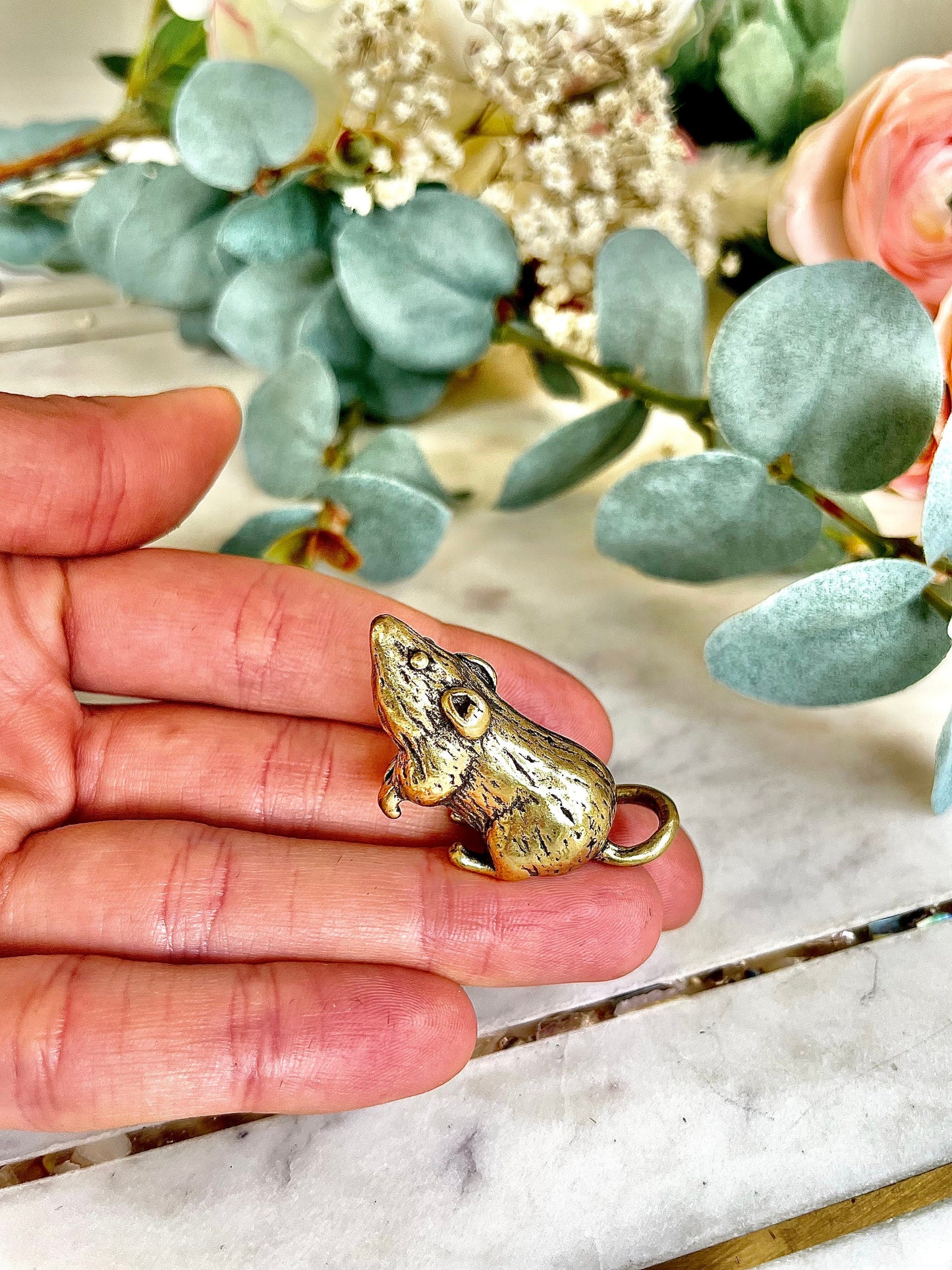 Solid Brass rat Figurine, Wild Little Mouse ornament, metal art, Fine Workmanship, Home Decor & Display, Mouse pendant, mouse keychain