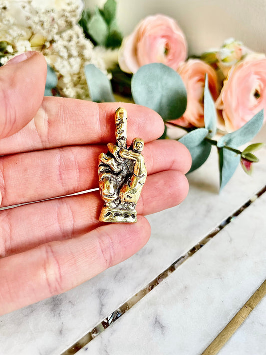 The middle finger solid brass figurine, golden Hand With Middle Finger Up Style Statue, Brass Hand Miniature, Brave and Calling gift