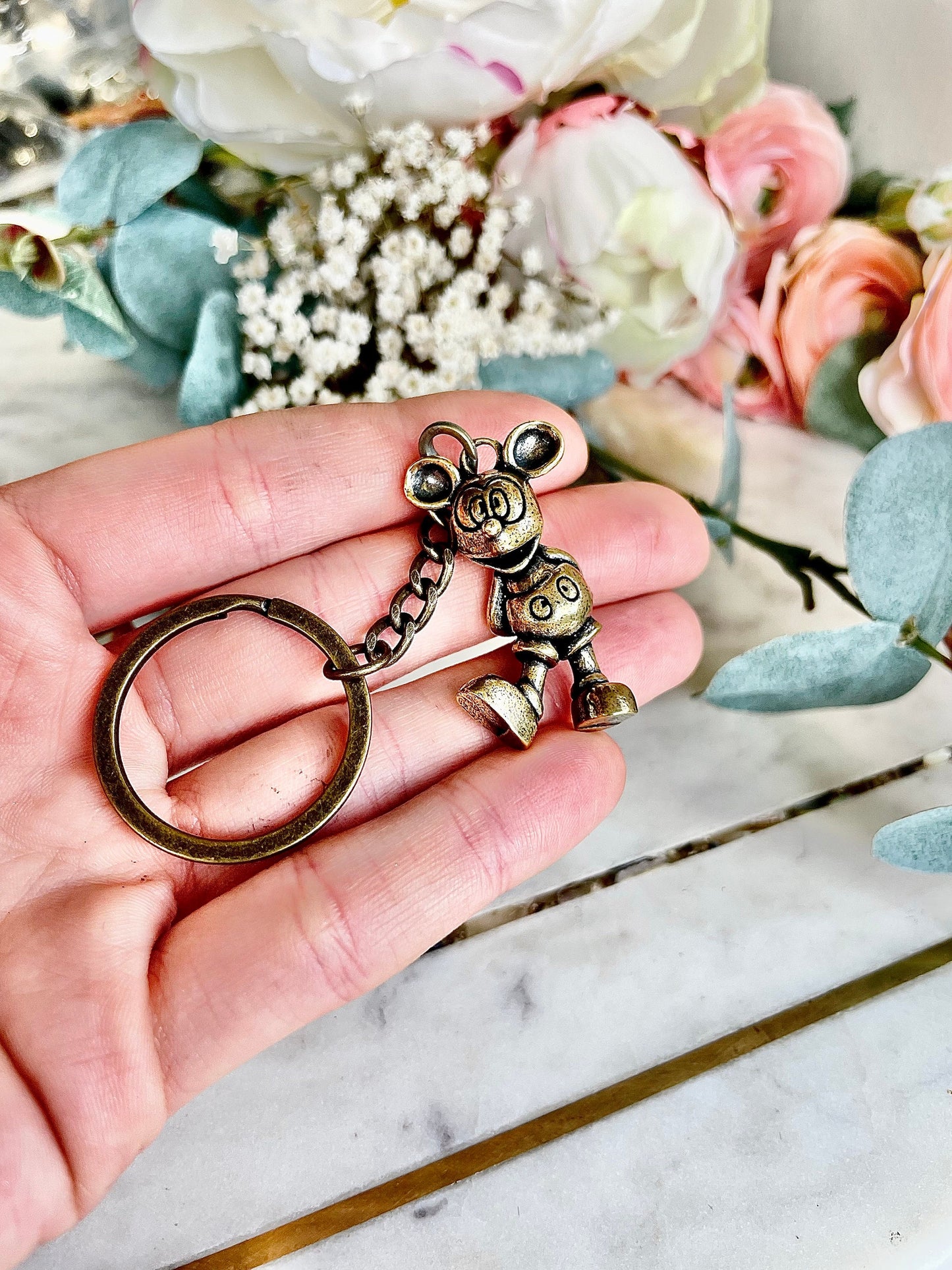 Cheeky Mickey Mouse solid brass pendant, Mickey charm for Bracelet, cute Mickey keyring