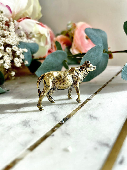 Solid brass cow sculpture, Farm animal figurine, Cow ornament , Ornaments Ox Kine Figure Statue