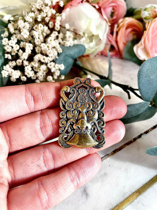 Brass Yazi Rui Beast Pendant, Chinese demon Keychain, Pendant Dragon Born Nine Sons Lucky Medal