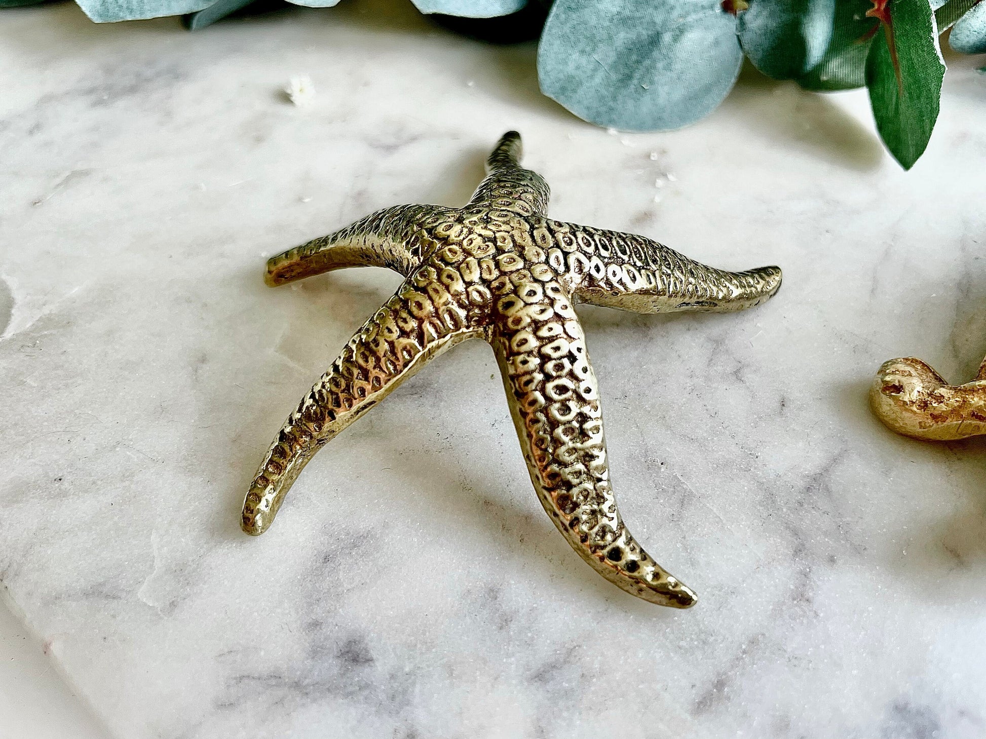 Rare Vintage Solid Brass Peerage Starfish and Turtle Home Decor, Mid Century Brass Starfish and Turtle Collectibles, Brass Starfish - 50s