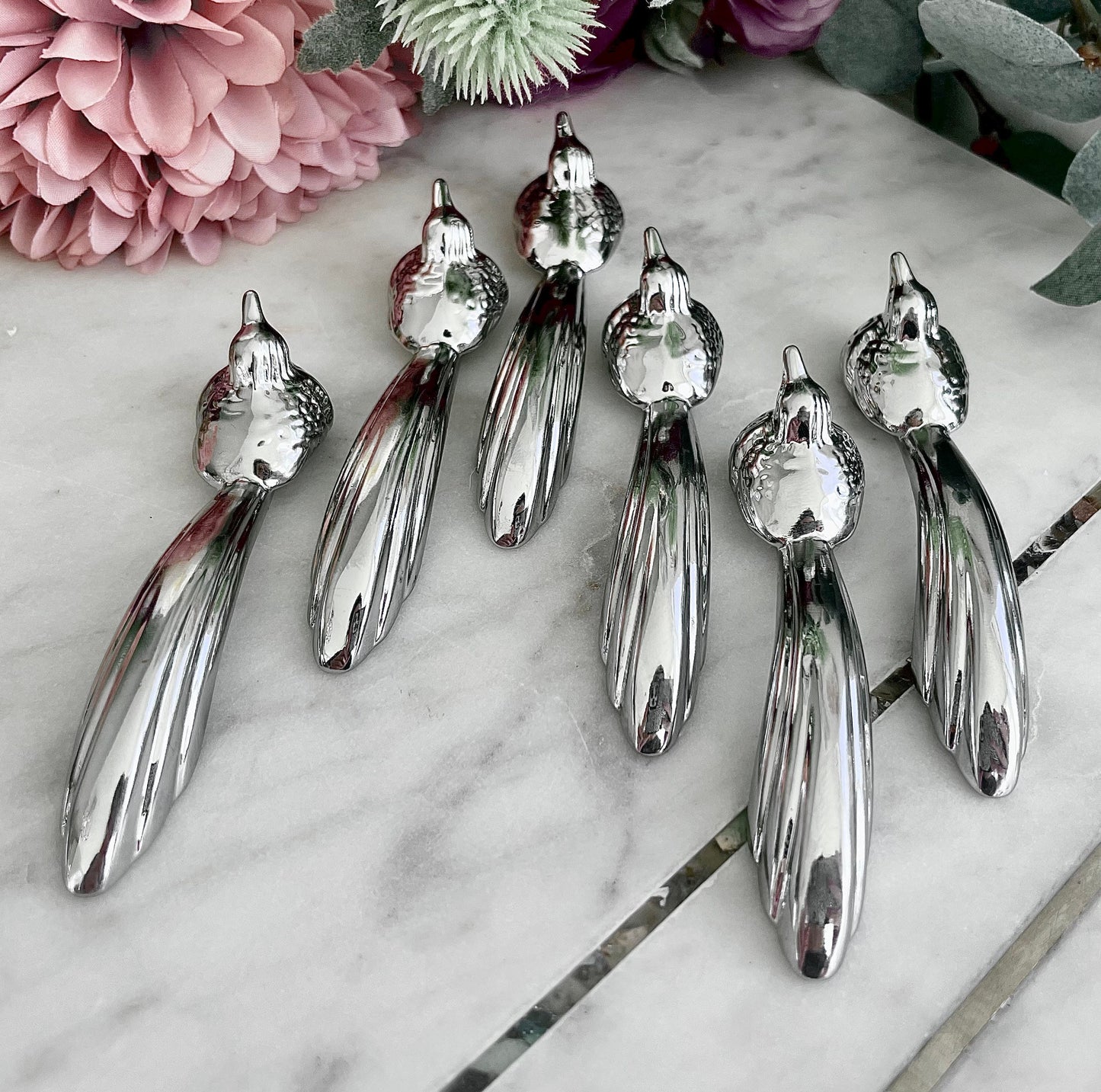 Set of 6 traditional style knife holders ‘Traditions of England ‘Bird-of-Paradise’’ Cutlery Rests for Knives, Forks & Spoons, fine decoratio