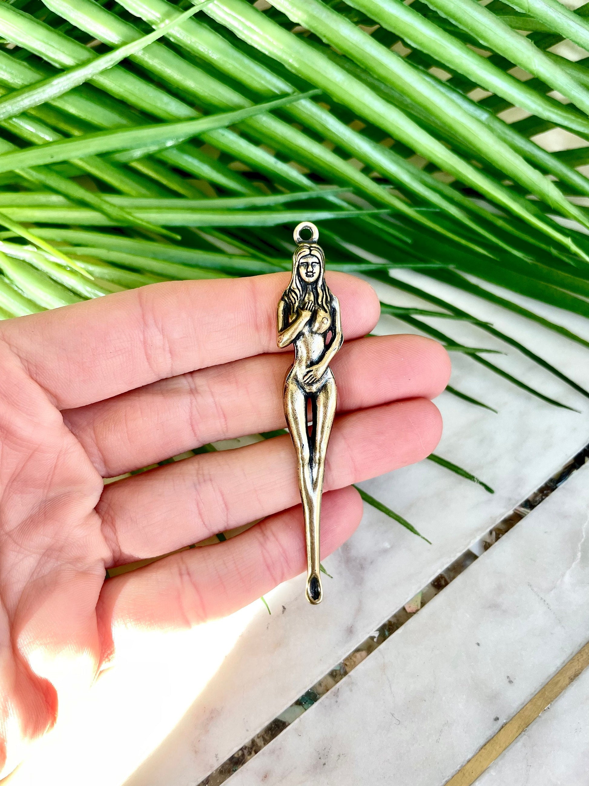 Brass woman ear spoon, keychain ear pick, Brass Girl Artwork, brass ear spoon, Ear cleaning tool, Curette Cleaner Keychain Pendants