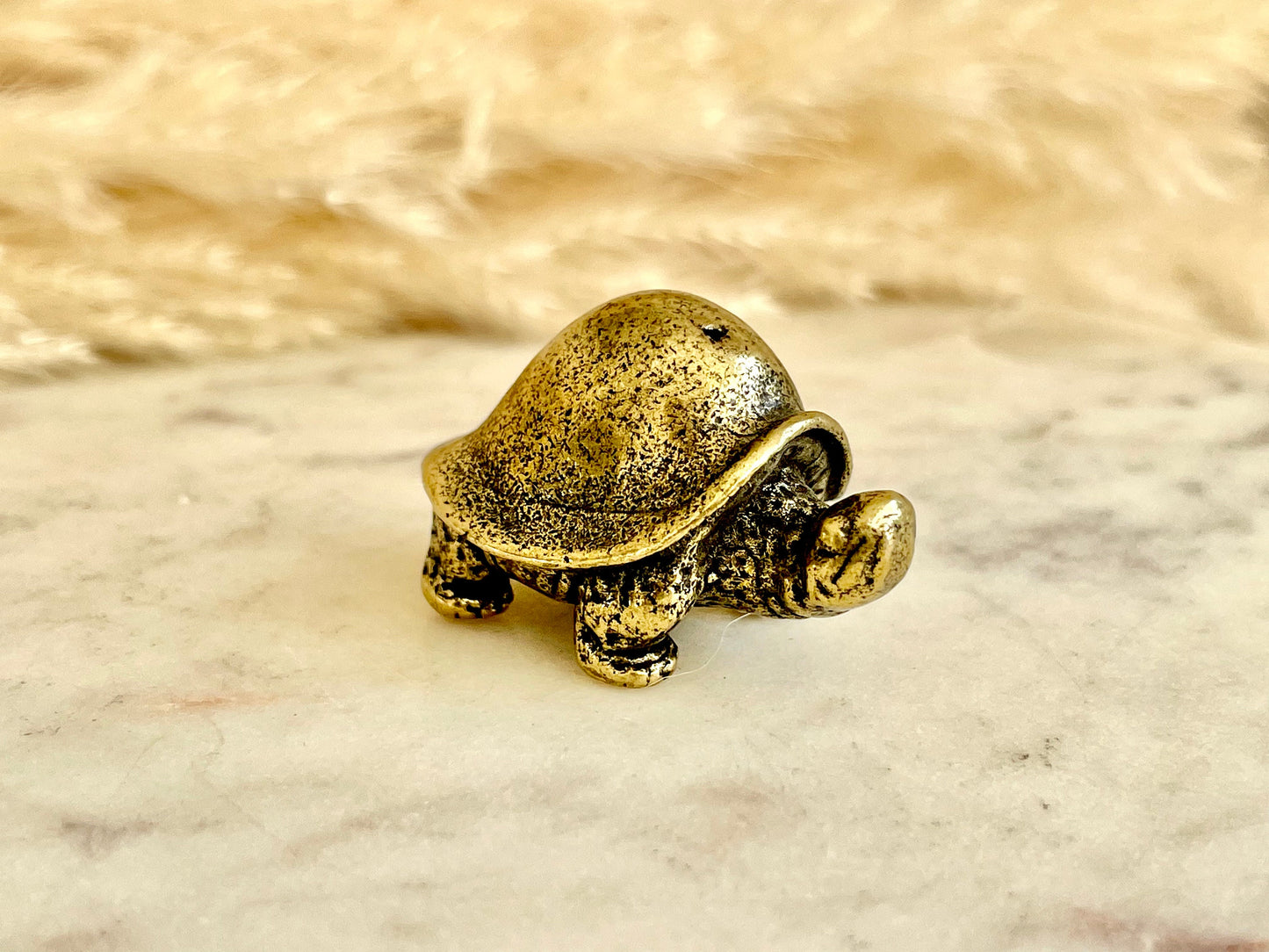 Solid Brass Feng Shui Turtle Statue: Functional and Decorative Lifelike Addition to Your Home or Office"