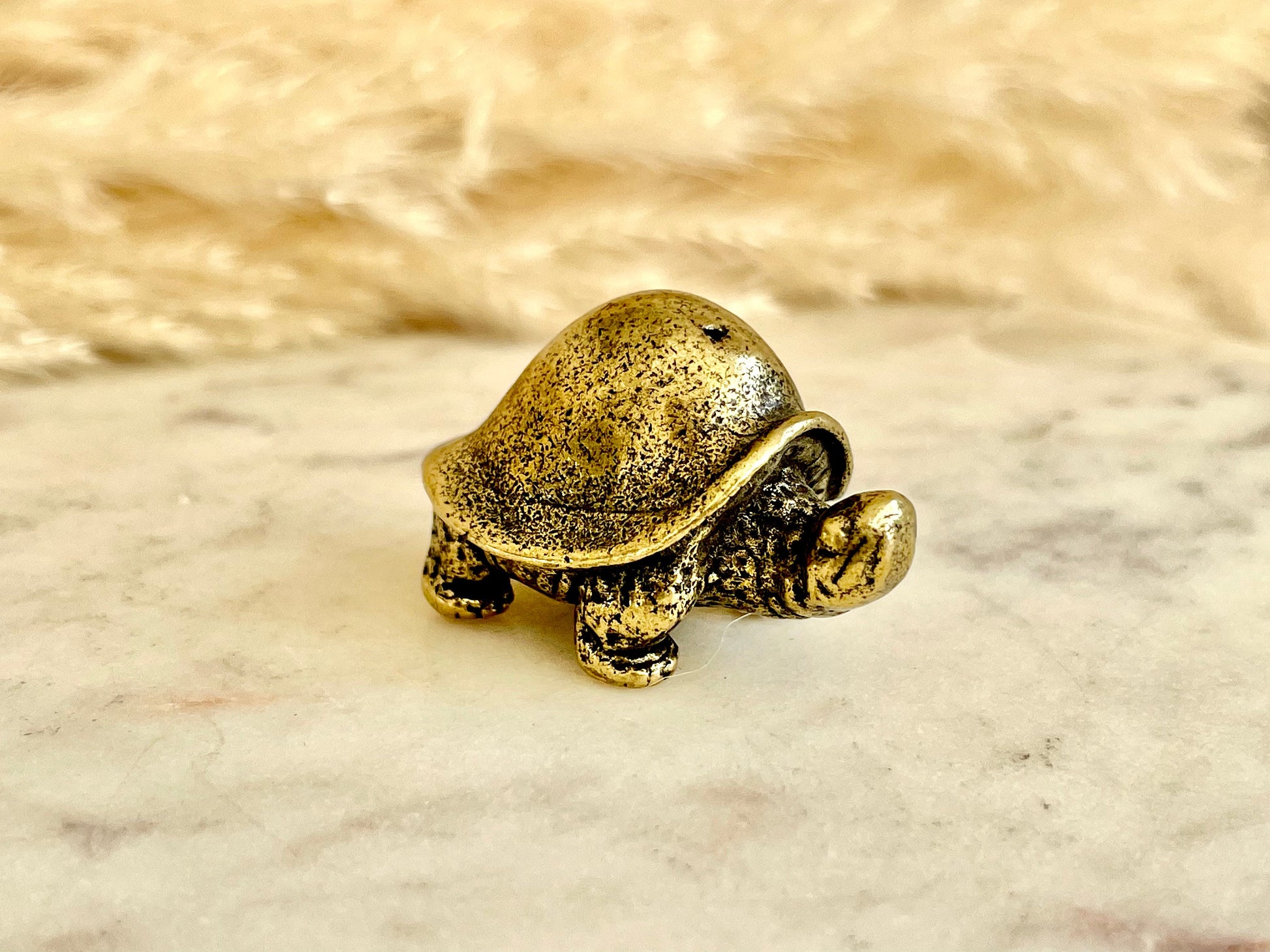 Solid Brass Feng Shui Turtle Statue: Functional and Decorative Lifelike Addition to Your Home or Office"