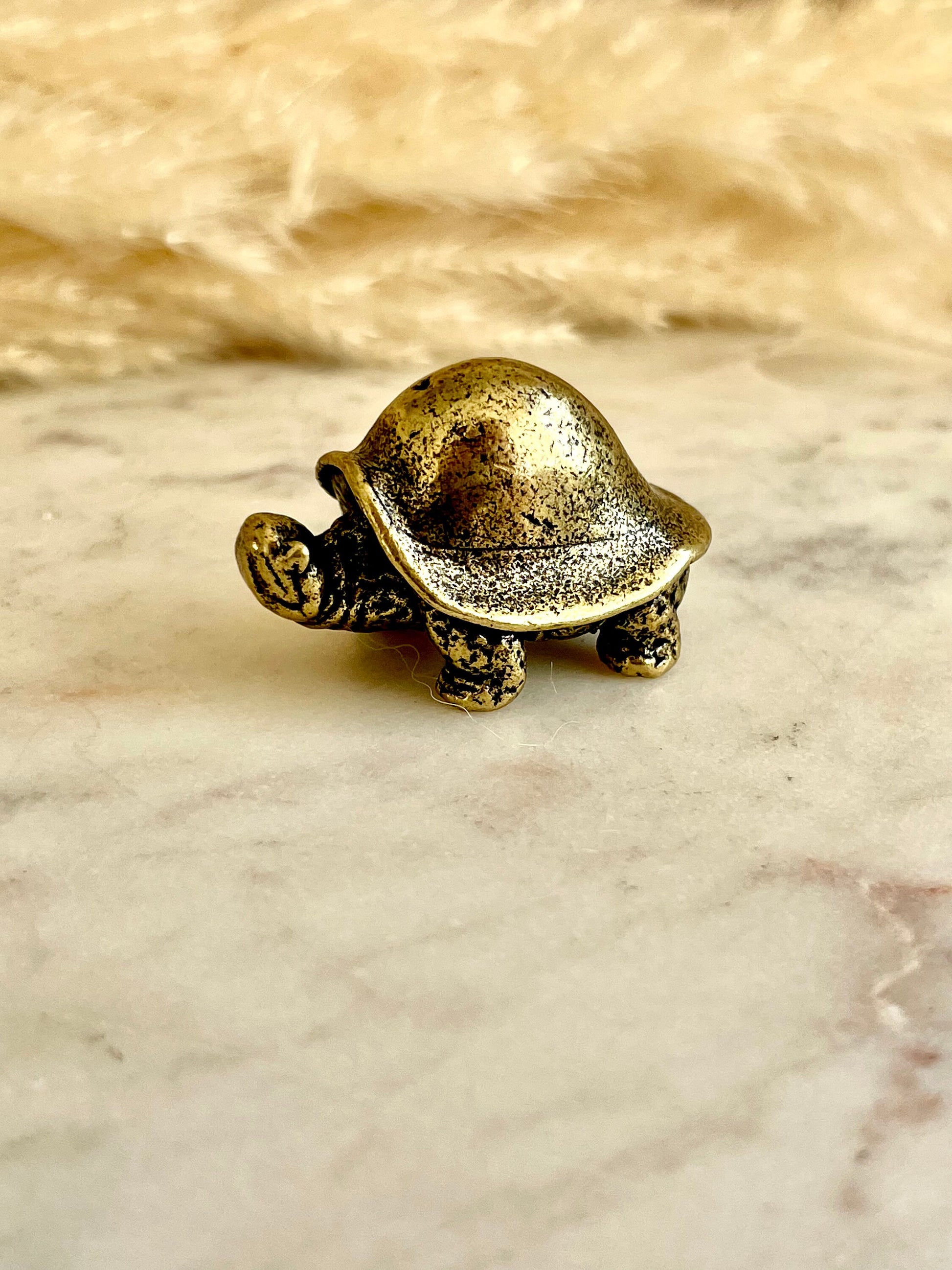 Solid Brass Feng Shui Turtle Statue: Functional and Decorative Lifelike Addition to Your Home or Office"