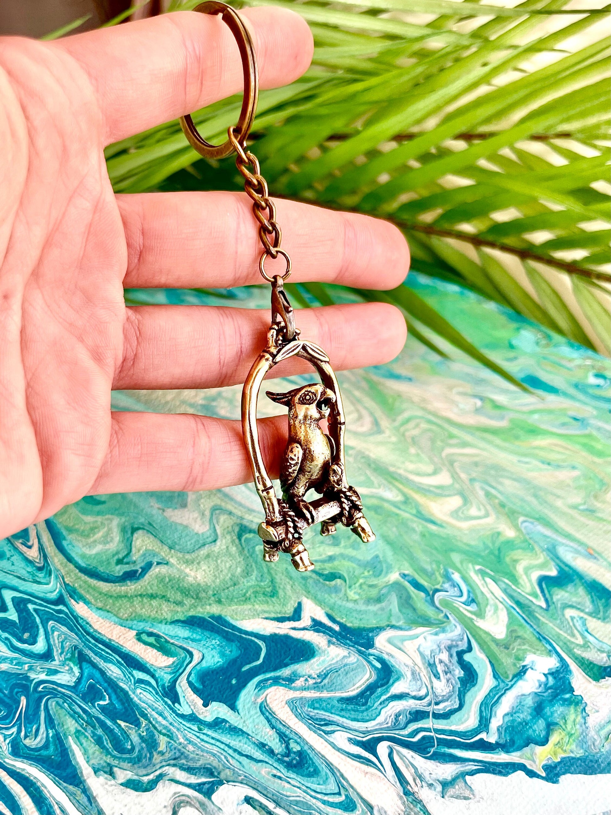 Charming Solid Brass Cockatoo Statue, Parrot Pendant - Realistic Metal Parrot Toy