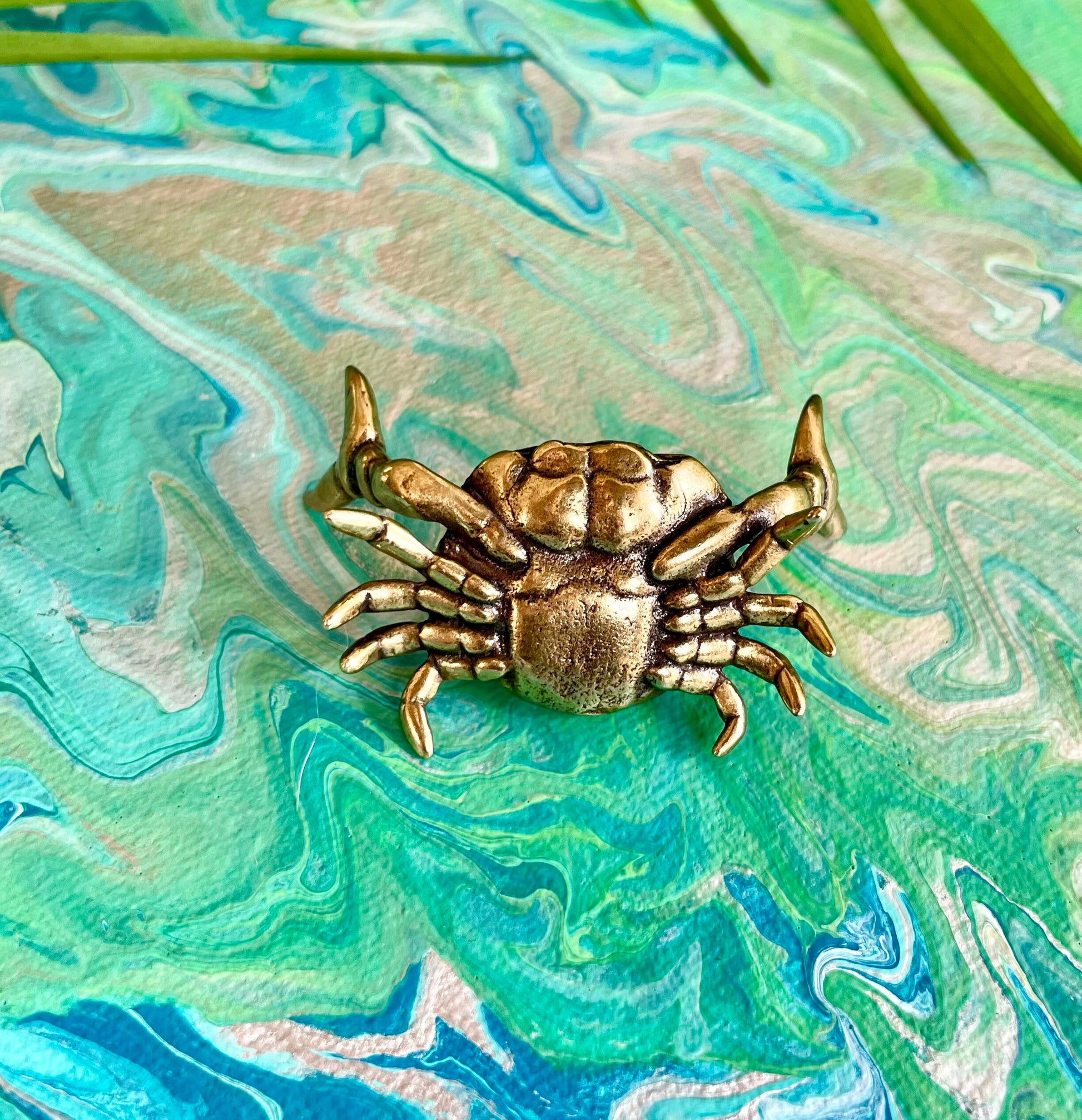 Fine Lifelike, Solid Brass Crab Statue, Metal Dip Pen Rest, Fountain Pen Holder, Japanese Desk Accessory, Paperweight, Chopsticks holder