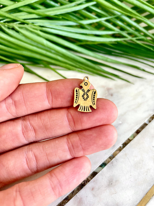 Thunderbird Charm, Solid Brass Native American Eagle Thunderbird Charm, Eagle Pendant, South Western, Tribal Bird, Aztec Charm