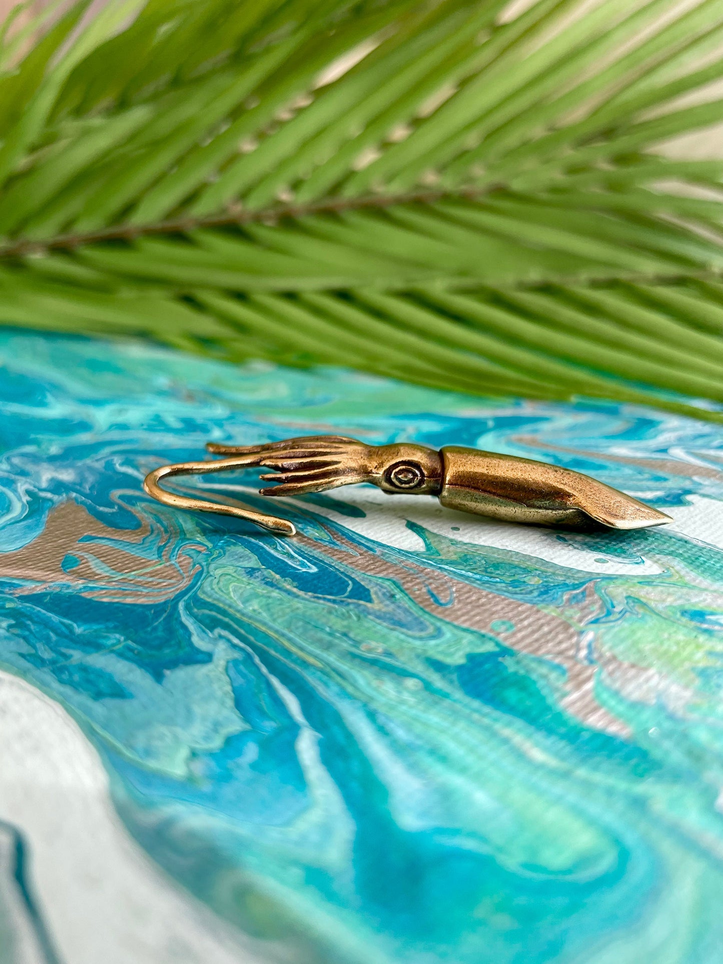 NovelSquid: Solid Brass Squid Decoration for the Office Desktop, Evoking the Wonders of the Sea, Calamari Bookmark