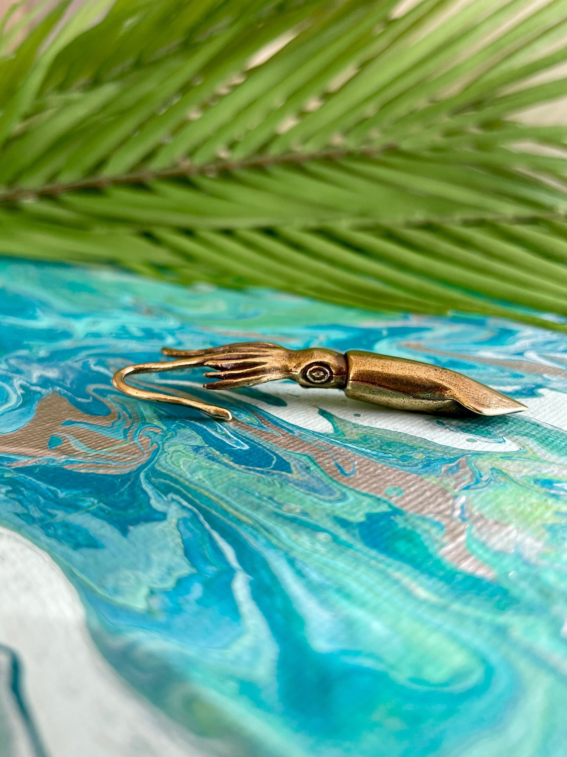 NovelSquid: Solid Brass Squid Decoration for the Office Desktop, Evoking the Wonders of the Sea, Calamari Bookmark