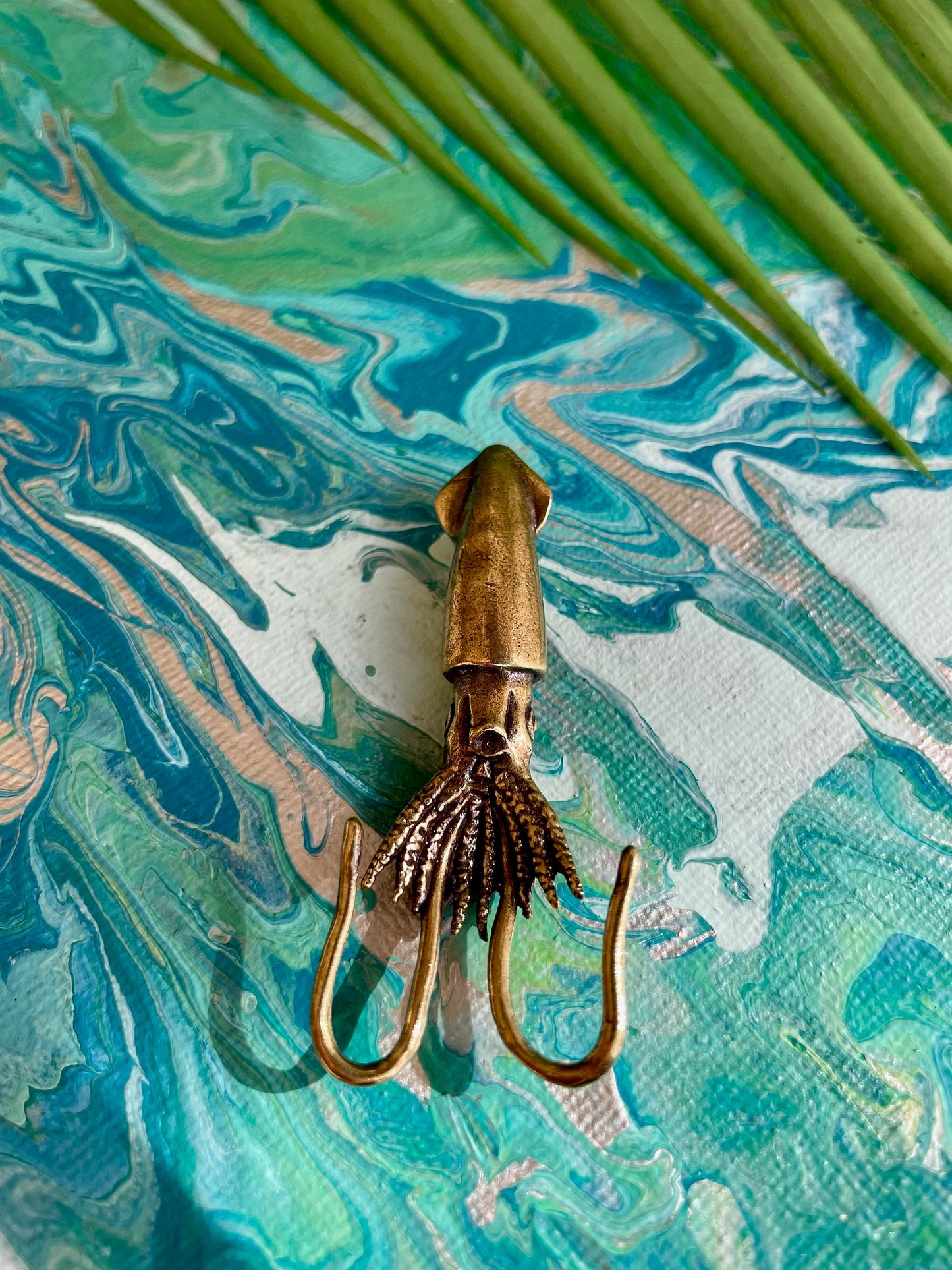 NovelSquid: Solid Brass Squid Decoration for the Office Desktop, Evoking the Wonders of the Sea, Calamari Bookmark