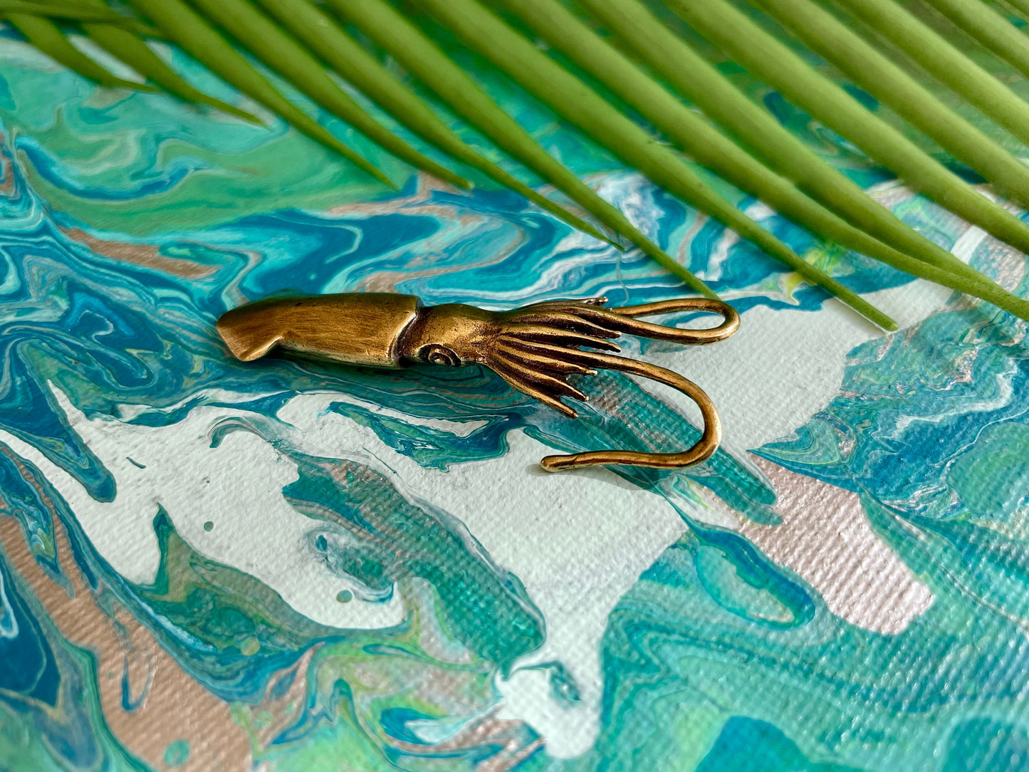 NovelSquid: Solid Brass Squid Decoration for the Office Desktop, Evoking the Wonders of the Sea, Calamari Bookmark