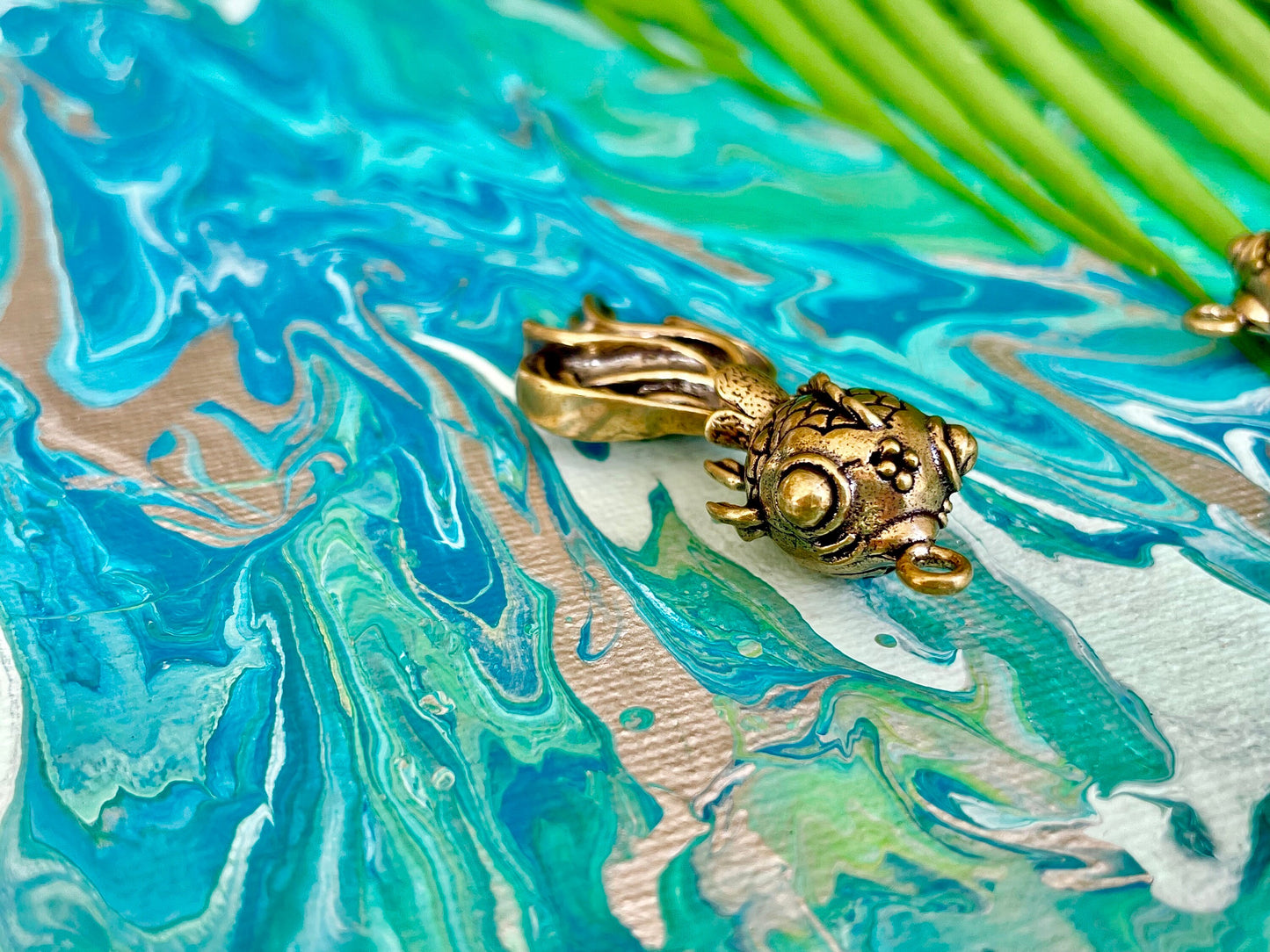 Solid Brass Aquarium Fish Keyring, wagging tail gold fish pendant, Fish Pendant Craft Gift, Creative gift for fisherman