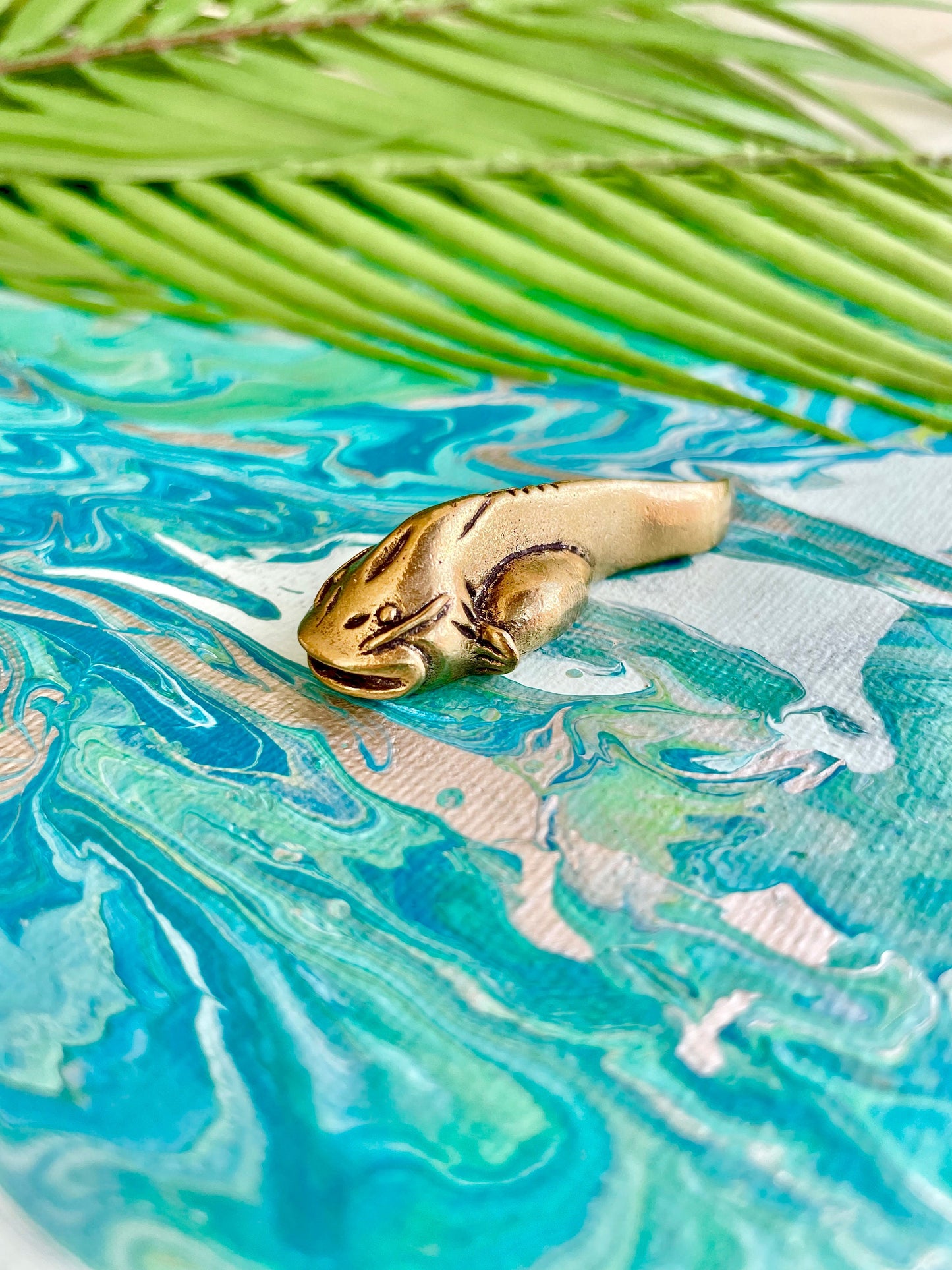Cute Solid brass Catfish Figurine, brass fish statuette, Lost Wax Casting Fish Statue, Sheatfish Pendant