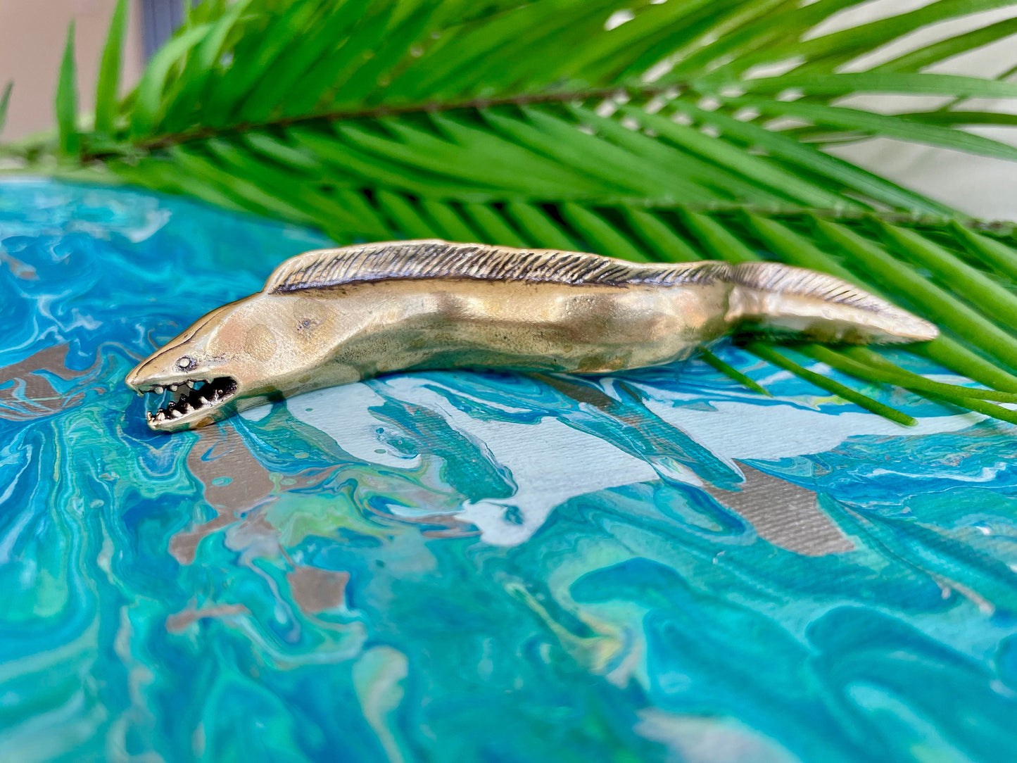 Solid Brass Eel statue, metal fish Sculpture, tea pet Boutique, Fish Design, Nautical Gift, Feng Shui Fish, Fisherman gift