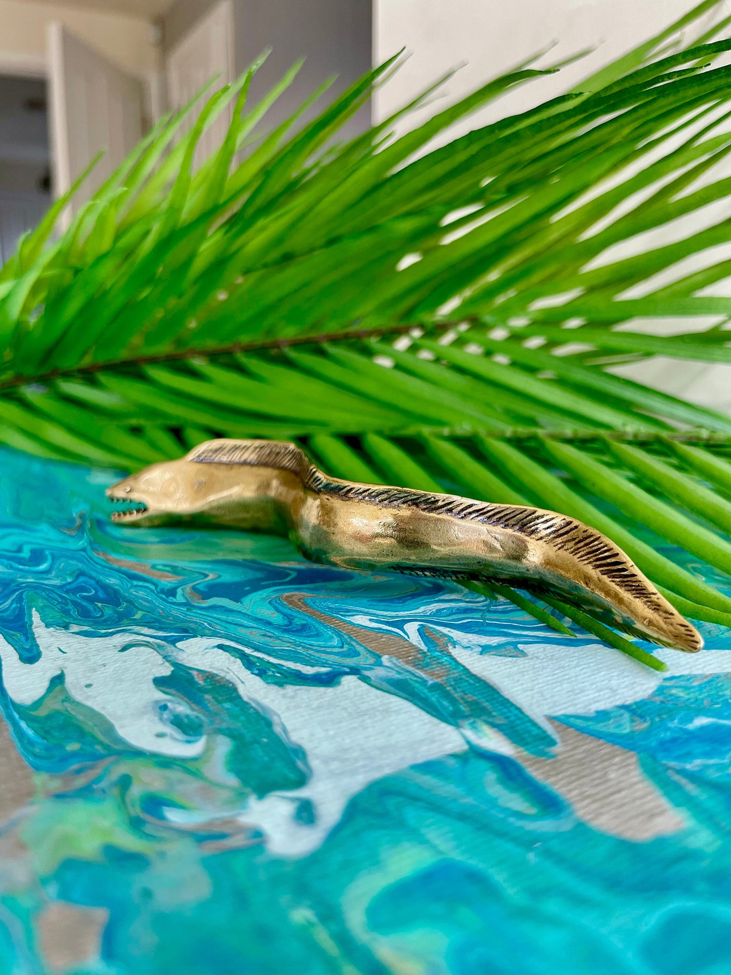 Solid Brass Eel statue, metal fish Sculpture, tea pet Boutique, Fish Design, Nautical Gift, Feng Shui Fish, Fisherman gift
