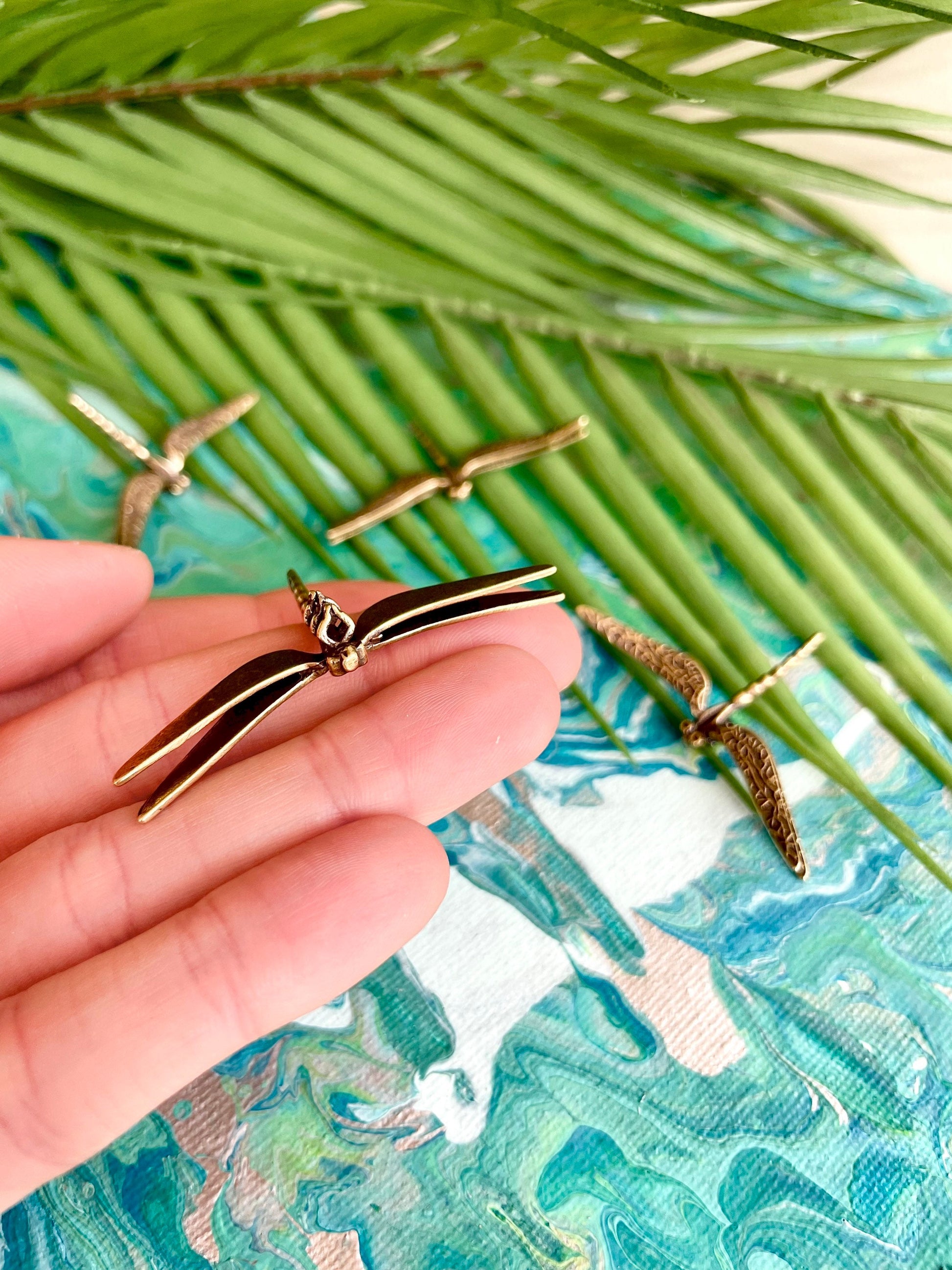 Cute small Dragonfly Plant Pot Decoration, dragonfly figurine, Solid Brass creative dragonfly , Cool gift, Insect club