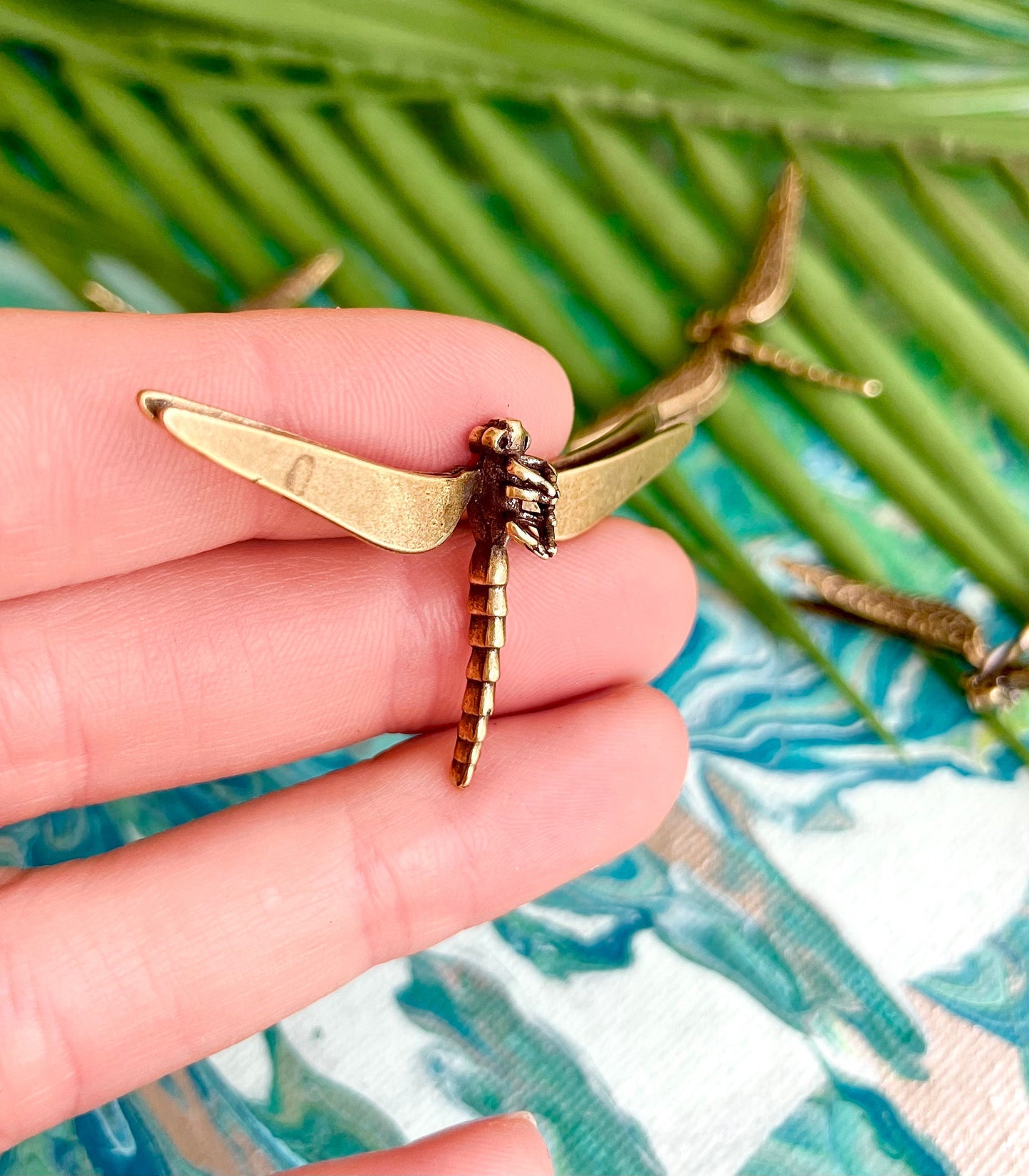 Cute small Dragonfly Plant Pot Decoration, dragonfly figurine, Solid Brass creative dragonfly , Cool gift, Insect club
