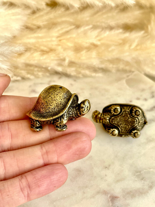 Solid Brass Feng Shui Turtle Statue: Functional and Decorative Lifelike Addition to Your Home or Office"