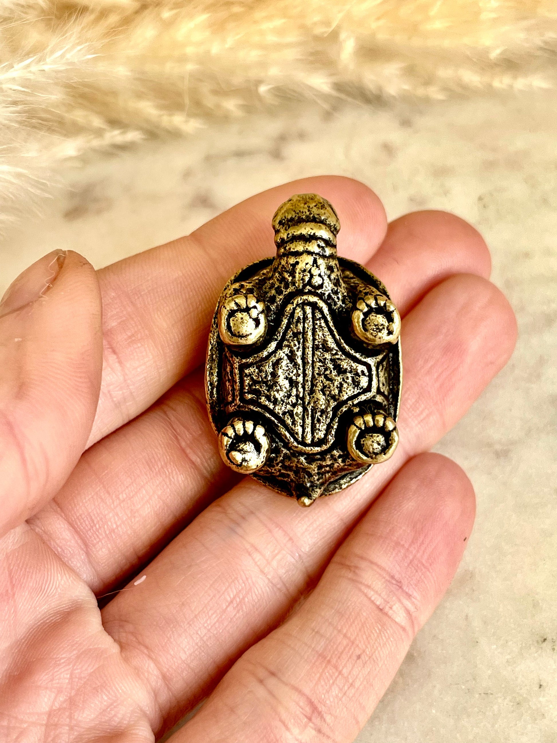 Solid Brass Feng Shui Turtle Statue: Functional and Decorative Lifelike Addition to Your Home or Office"