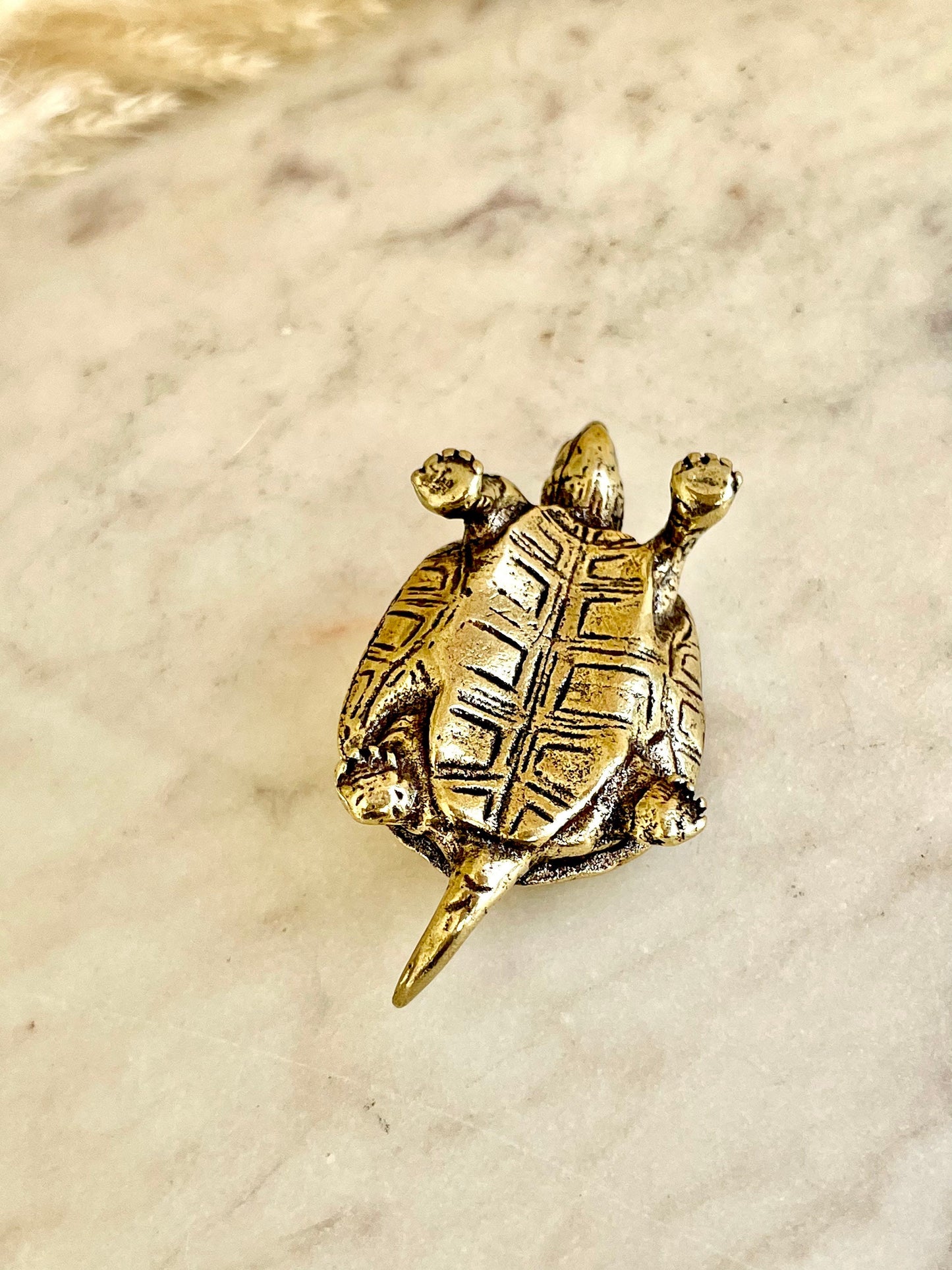 Brass Turtle figurine, Fine lifelike solid brass Pond slider figurine, Turtle ornament, Cute little gift, Japanese style statue, Feng Shui