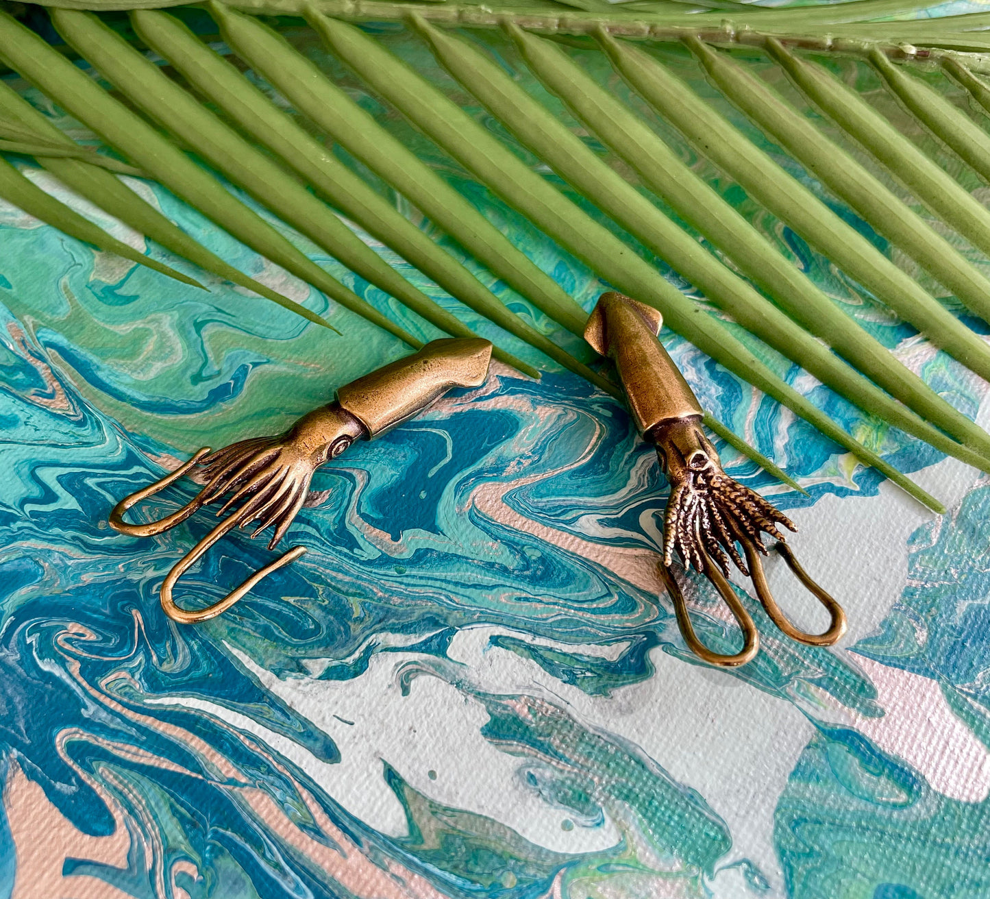 NovelSquid: Solid Brass Squid Decoration for the Office Desktop, Evoking the Wonders of the Sea, Calamari Bookmark