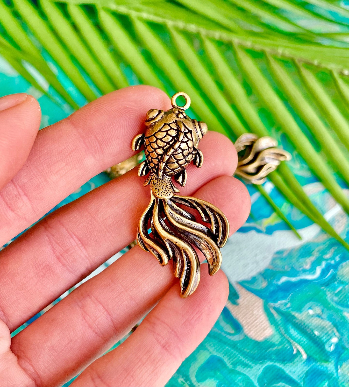 Solid Brass Aquarium Fish Keyring, wagging tail gold fish pendant, Fish Pendant Craft Gift, Creative gift for fisherman