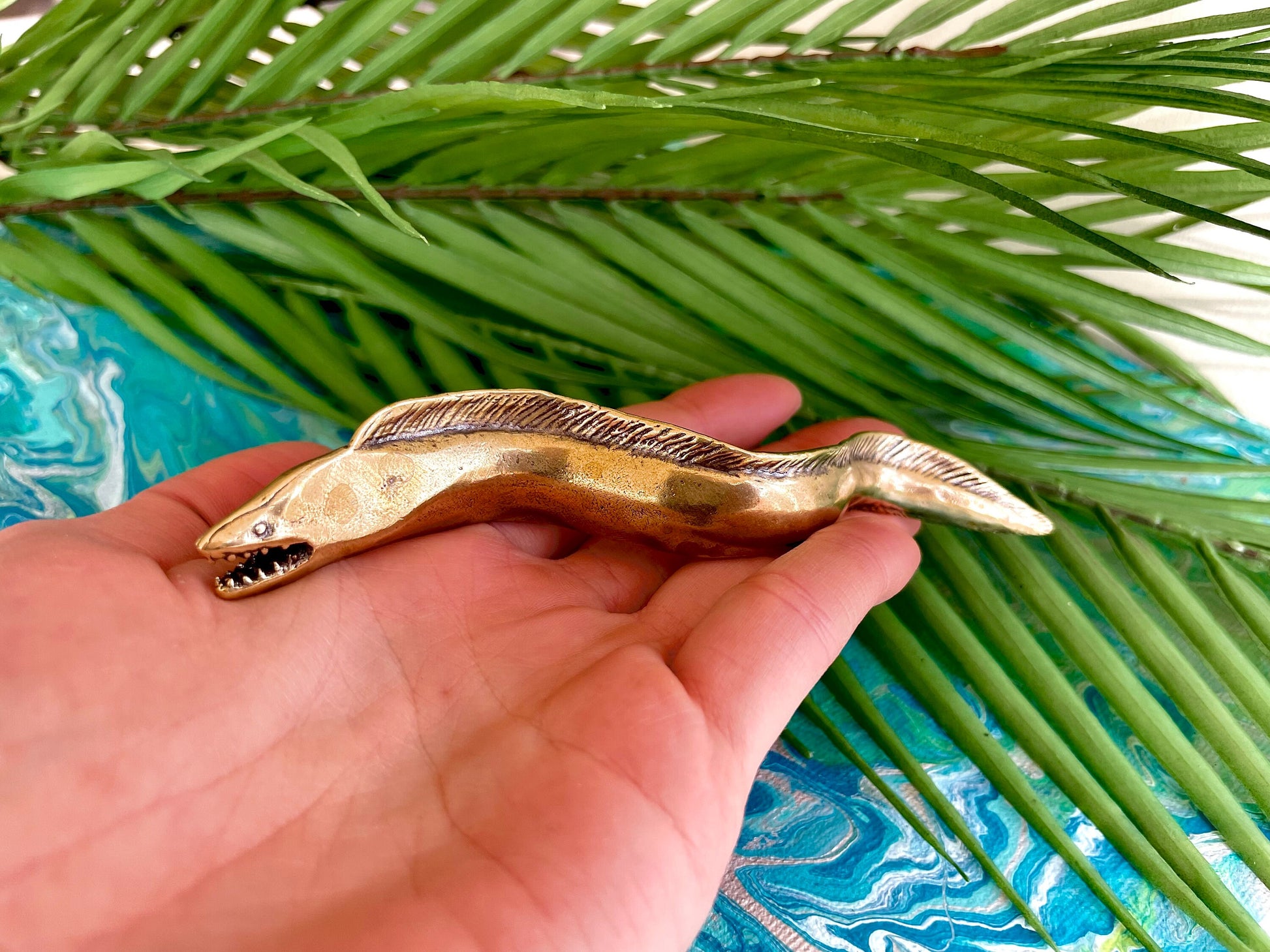 Solid Brass Eel statue, metal fish Sculpture, tea pet Boutique, Fish Design, Nautical Gift, Feng Shui Fish, Fisherman gift