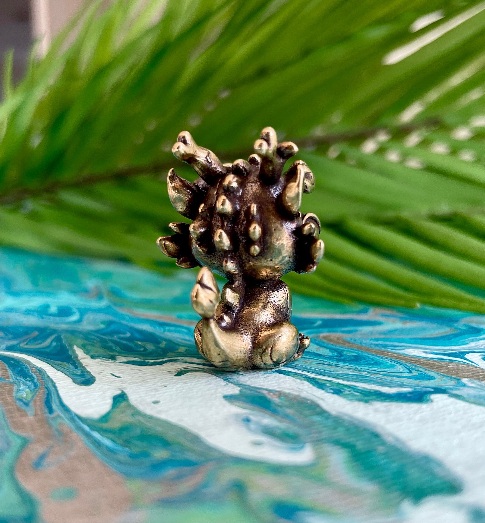 Cute Solid brass baby FOO Dog Guardian figurine, baby dragon miniature, Fengshui Fu Dog Figures