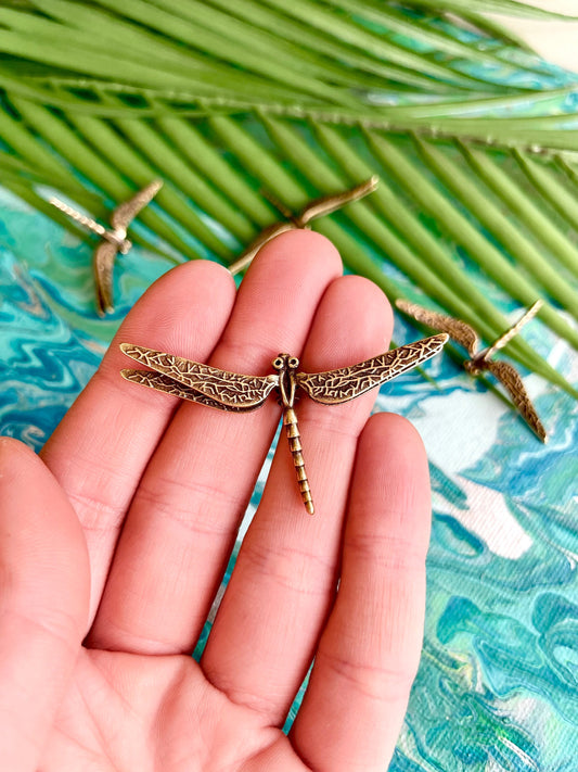 Cute small Dragonfly Plant Pot Decoration, dragonfly figurine, Solid Brass creative dragonfly , Cool gift, Insect club