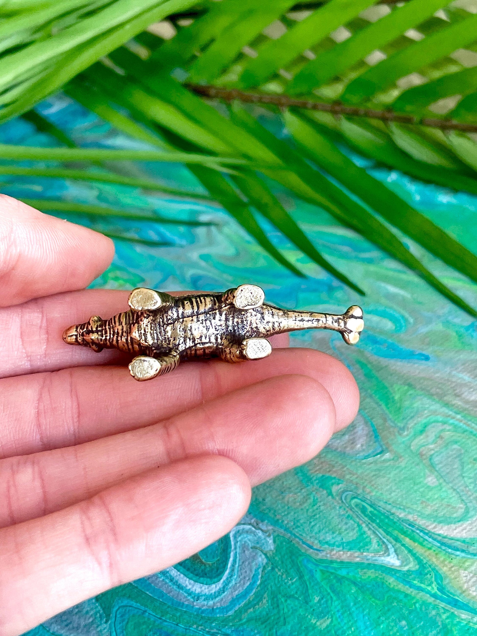 Retro Solid Brass Herbivorous Dinosaur figurine, Animal Statue Sculpture Home Decoration, Tabletop dinosaurs ornament