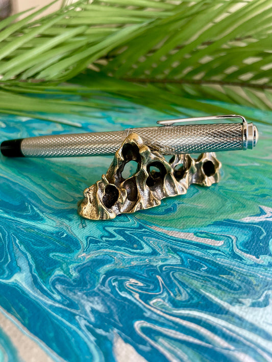Solid brass Ornaments Mountain-Shaped Pen rest, Rockery-Shaped Small Pen Holder