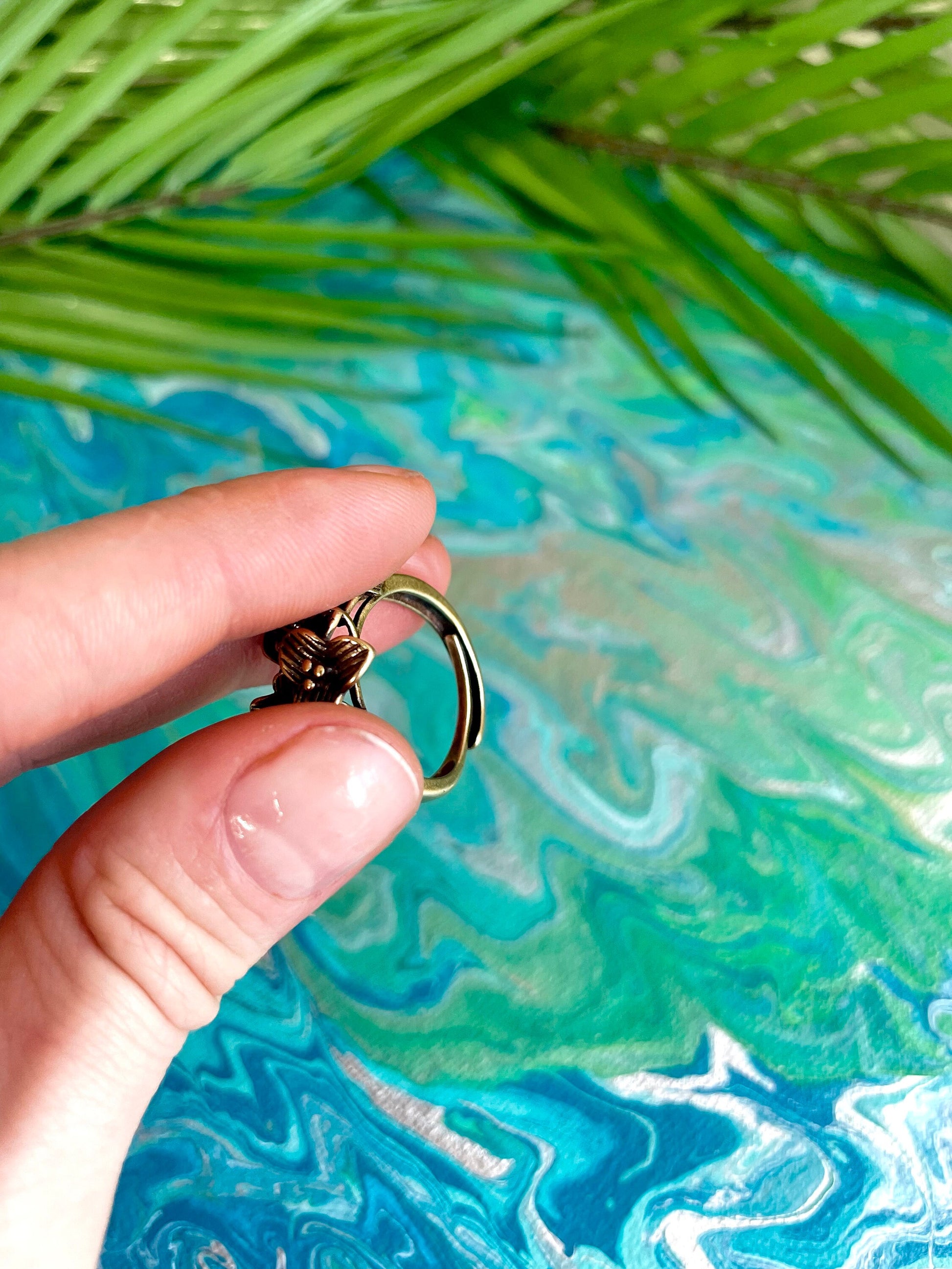Beautiful flowers style brass ring, Gladiolus Flowers ring, blossoming Floral adjustable ring