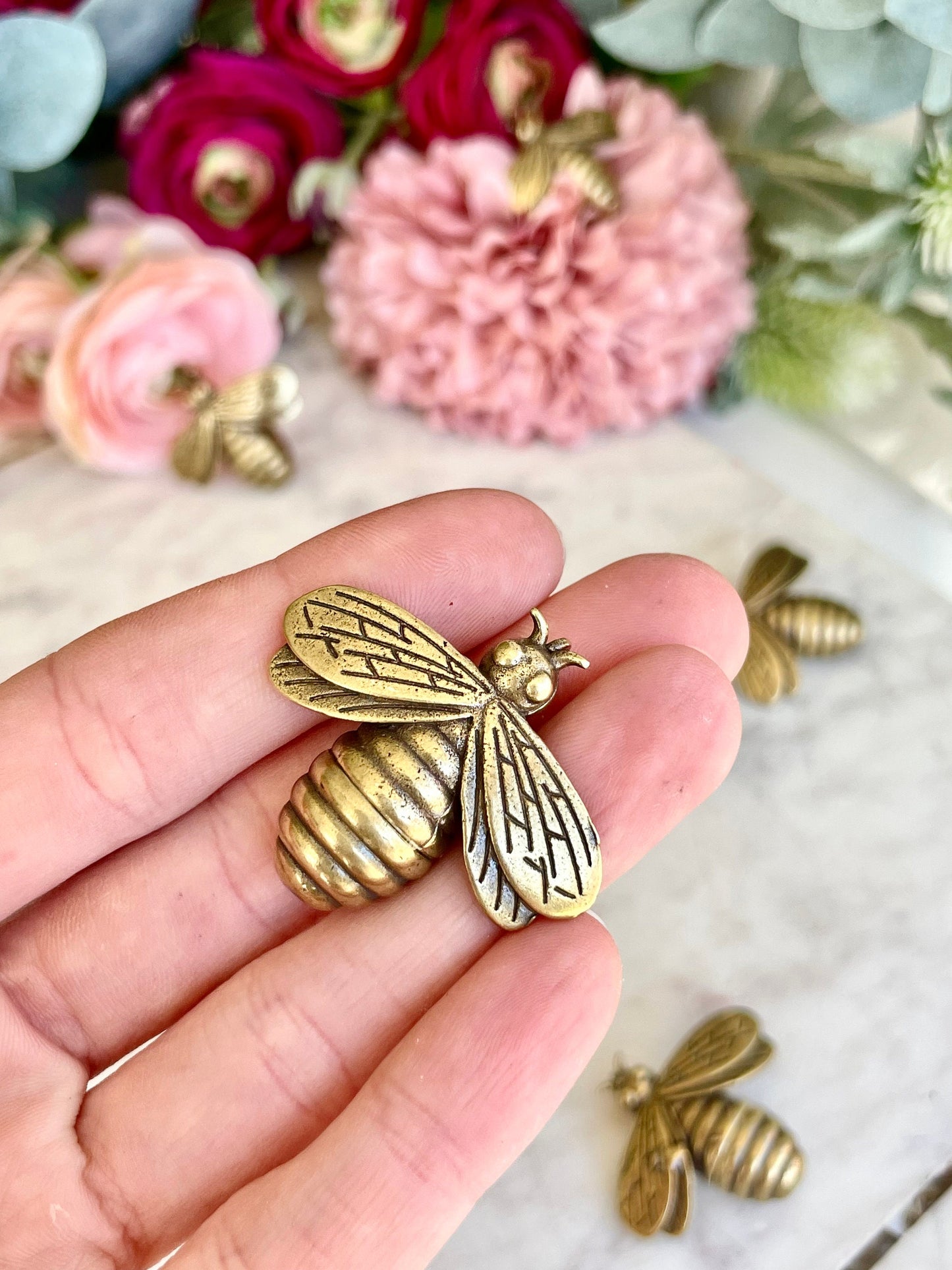Busy bee good luck charm, Solid brass bumble bee pendant, bee keychain, bumblebee charm good luck, best friend keyring