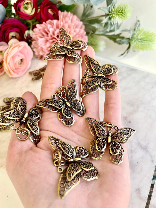 Pierced Butterfly metal pendant, Beautiful solid brass butterfly keychain, gift for her, romantic gift