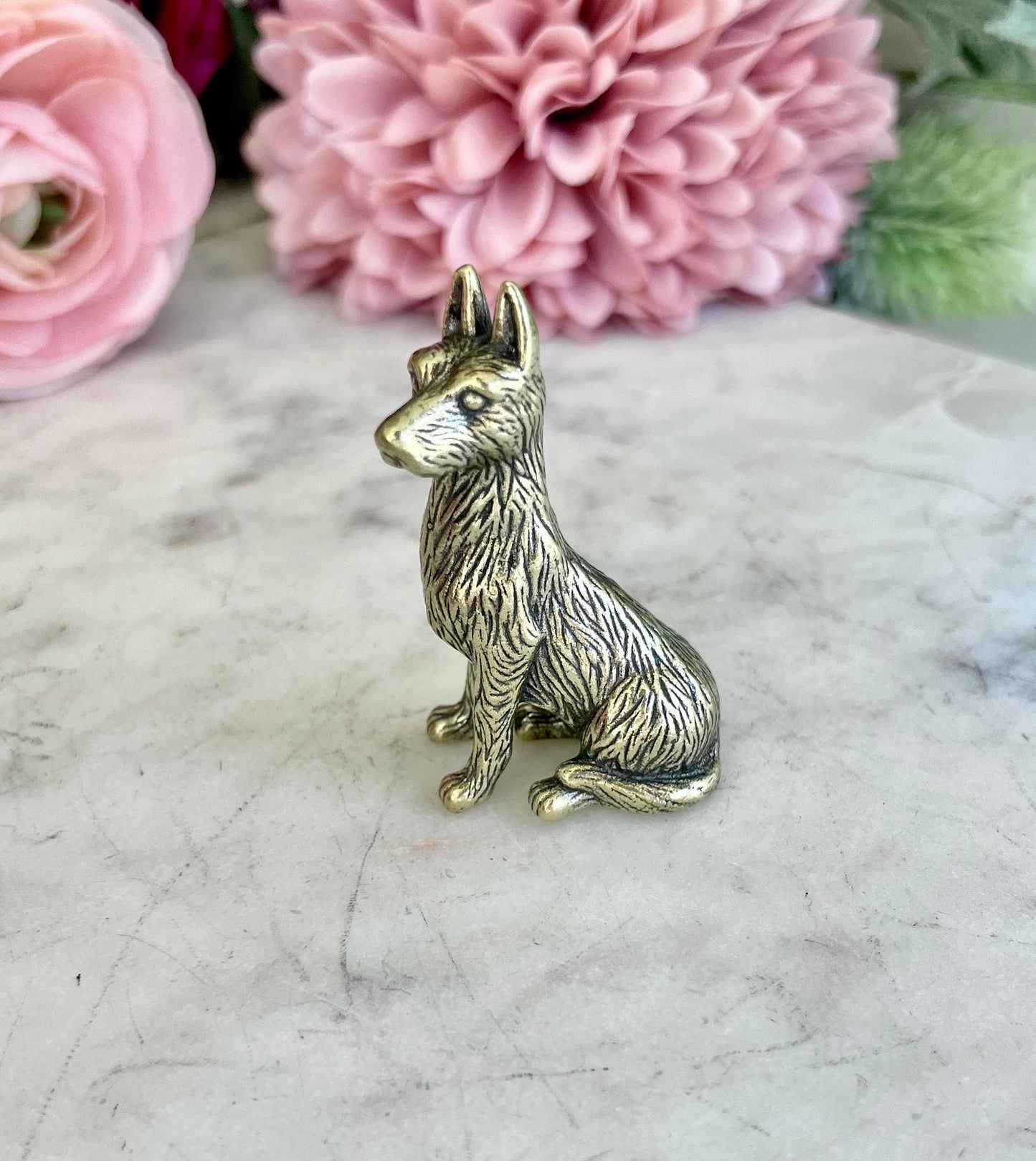 Authentic Dog Solid brass shepherd figurine, metal Picard statue, cooper Berger Picard ornament, wonderful gift for dog lovers