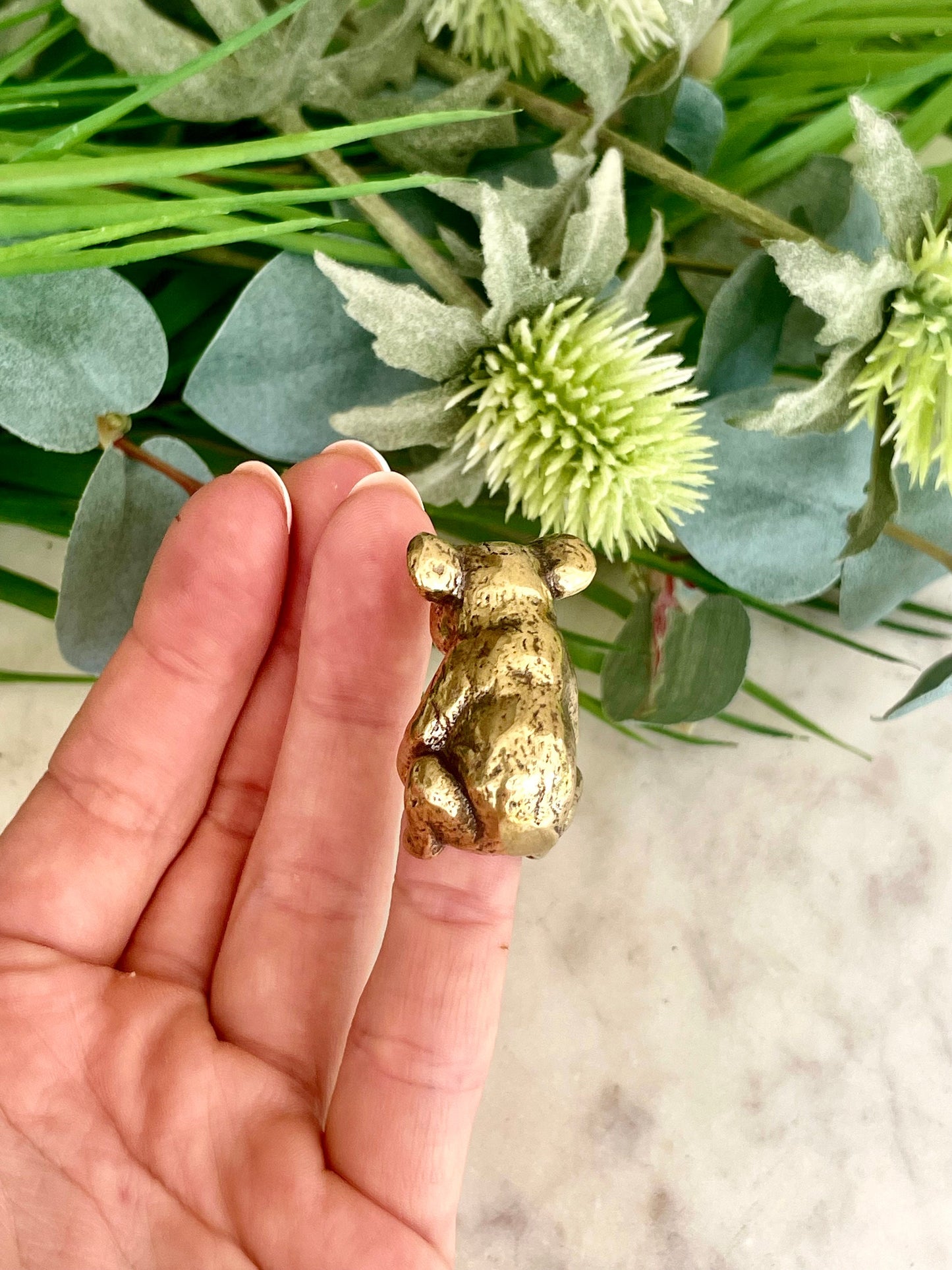 Solid brass Cute Koala Bear Miniature, Australia Habitat ornament, Adorable Koala metal gift