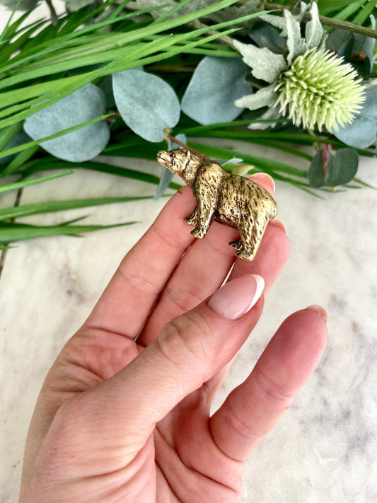 Fine workmanship brown bear ornament, Solid Brass Bear Miniature, Bear Figurine, Collectible Gift, UK Seller