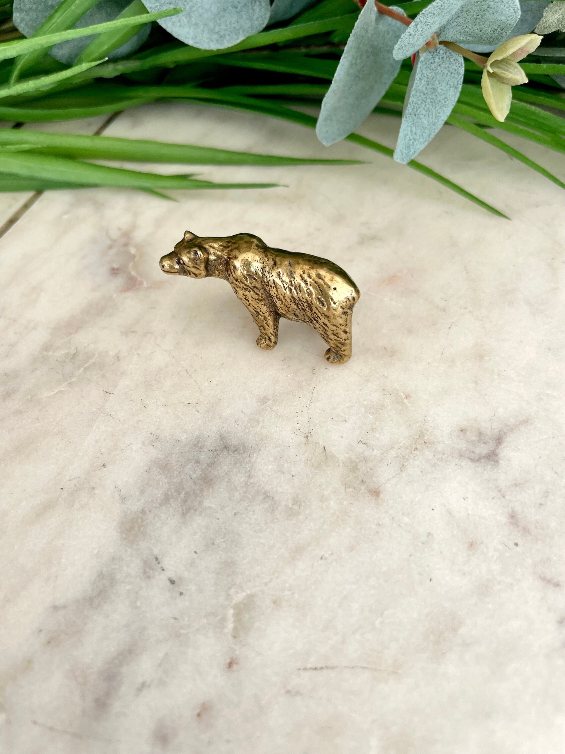 Fine workmanship brown bear ornament, Solid Brass Bear Miniature, Bear Figurine, Collectible Gift, UK Seller
