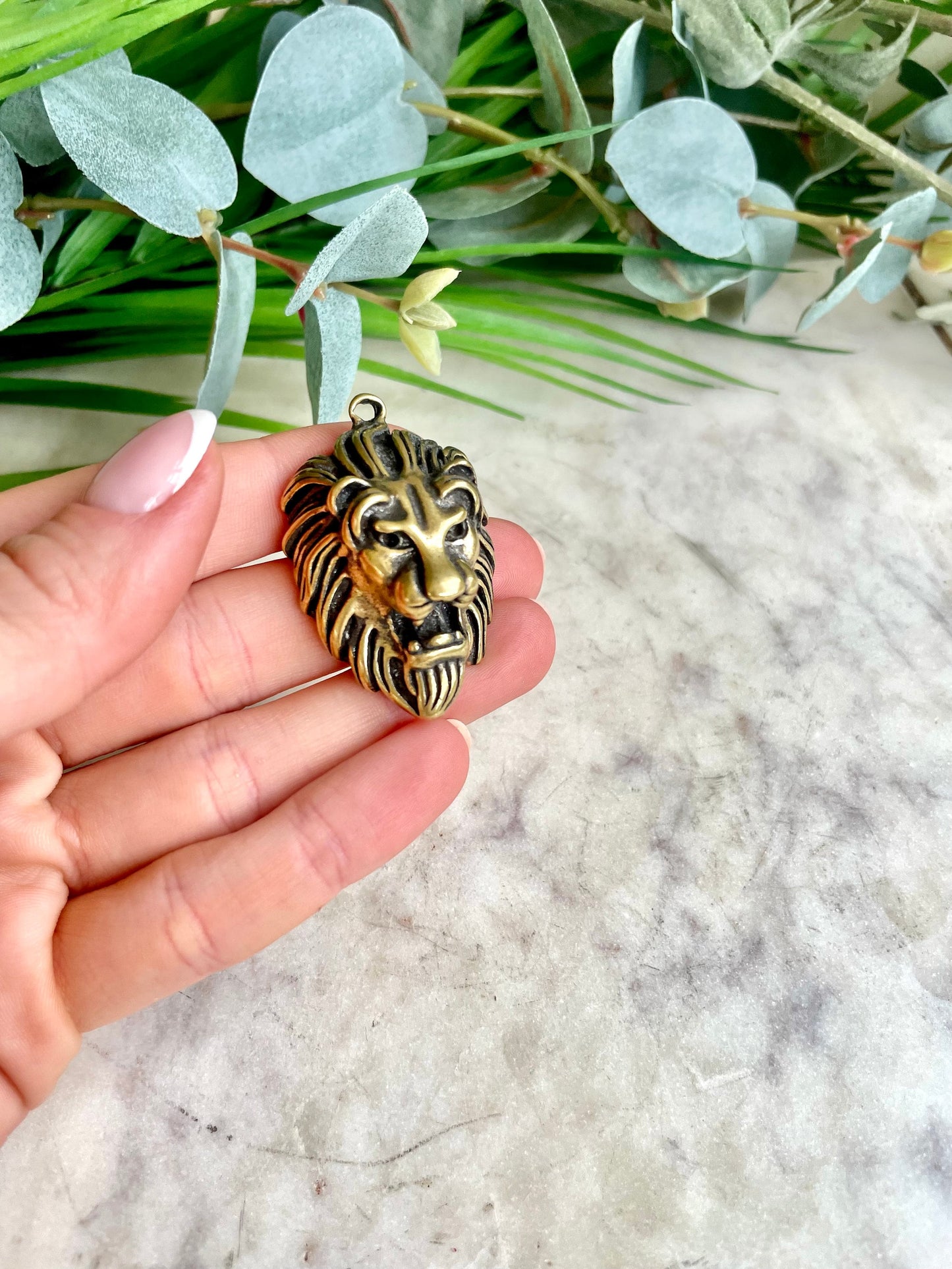 Traditional style Brass Lion Pendant, Lion Head Leo Zodiac, Lion's Mane, Leo Necklace, Lion Lover Gift, Brave Courageous