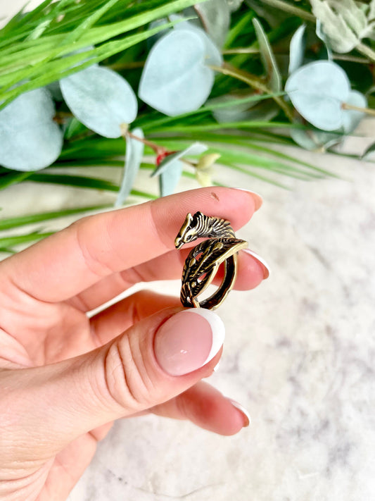 Bird of paradise adjustable Ring, Golden Phoenix ring, bird with a beauttiful tail ring