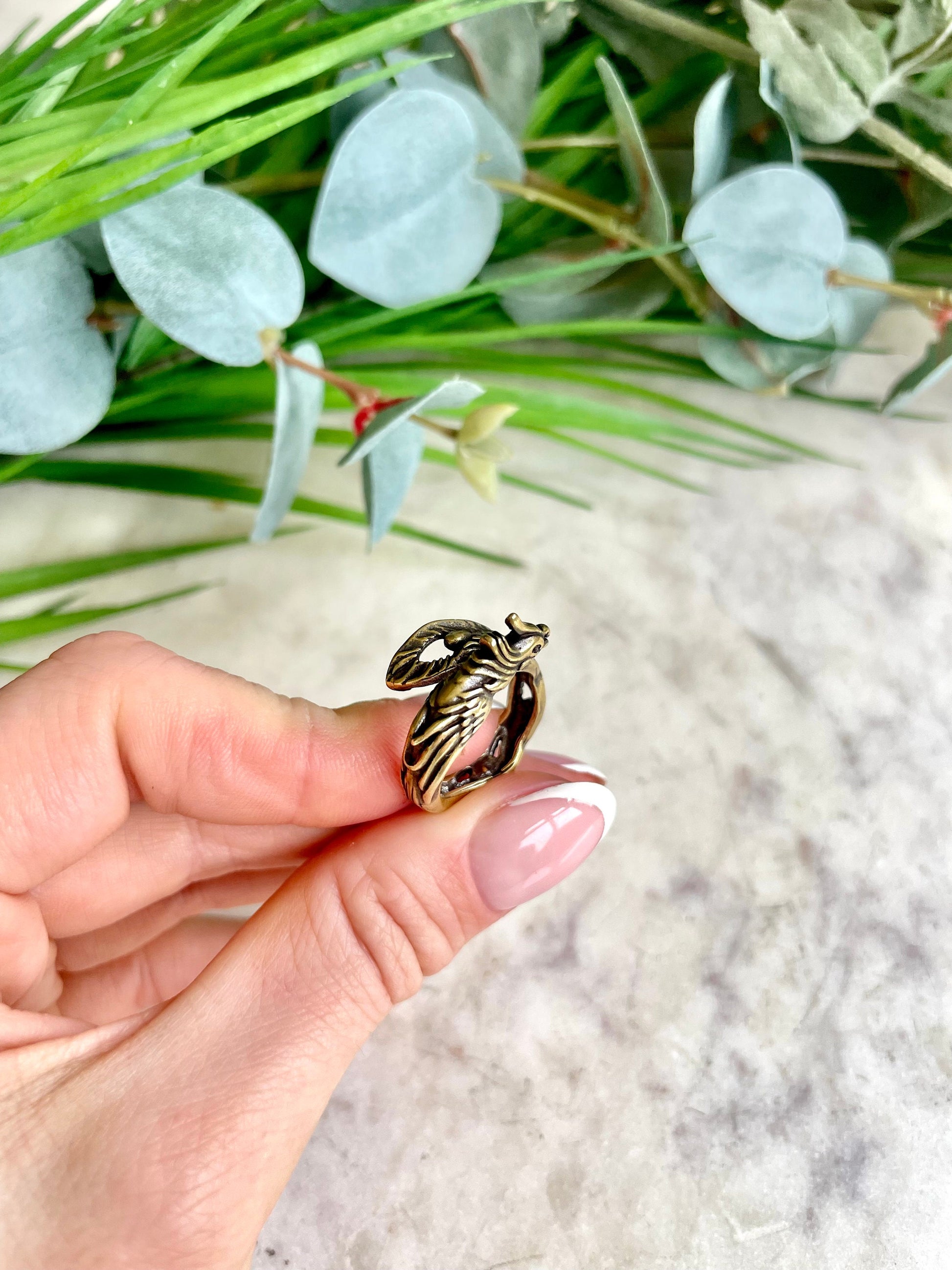 Bird of paradise adjustable Ring, Golden Phoenix ring, bird with a beauttiful tail ring