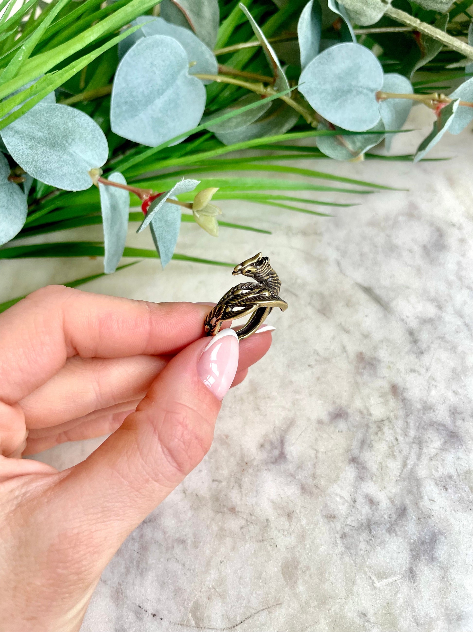Bird of paradise adjustable Ring, Golden Phoenix ring, bird with a beauttiful tail ring