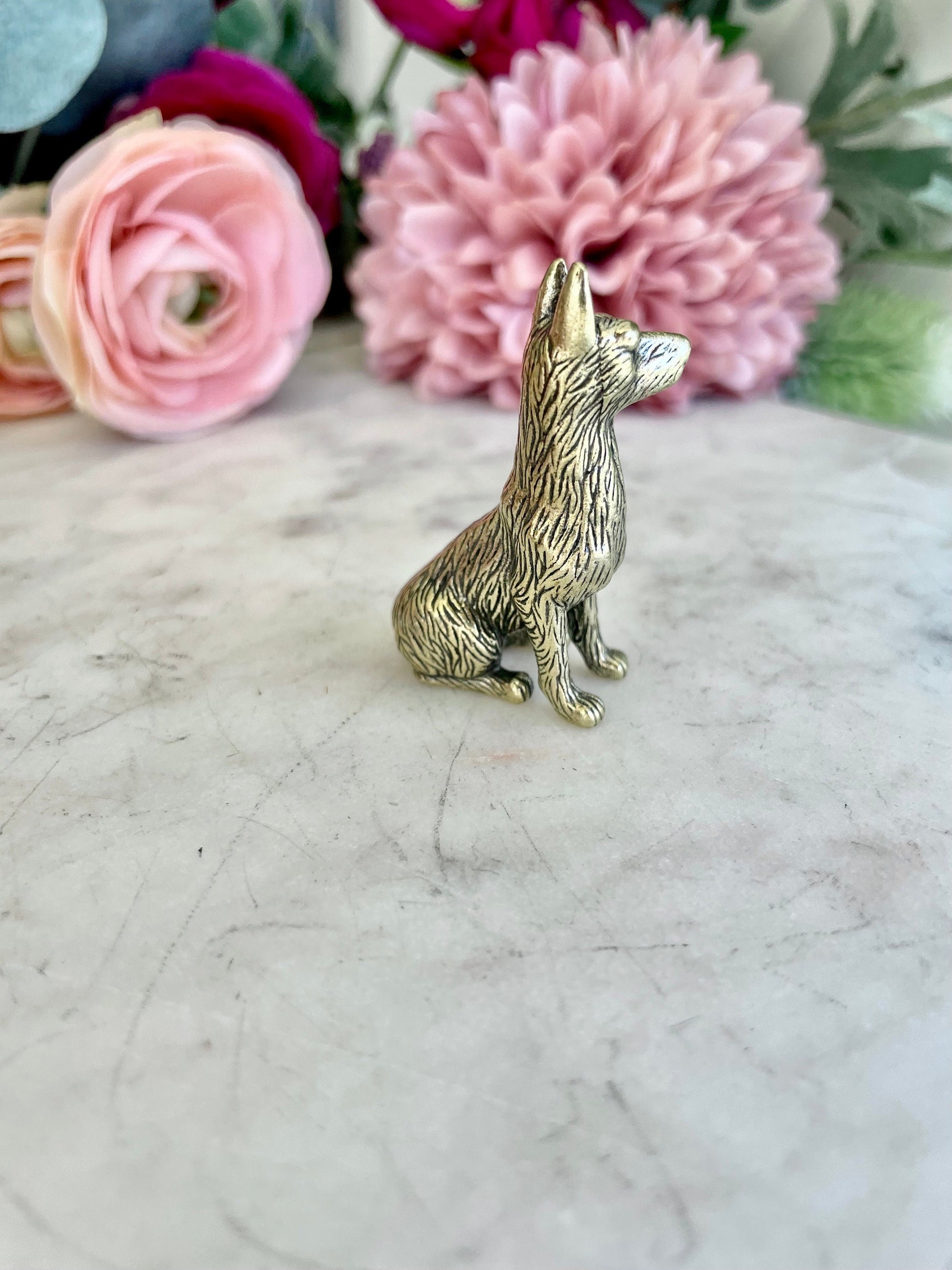 Authentic Dog Solid brass shepherd figurine, metal Picard statue, cooper Berger Picard ornament, wonderful gift for dog lovers