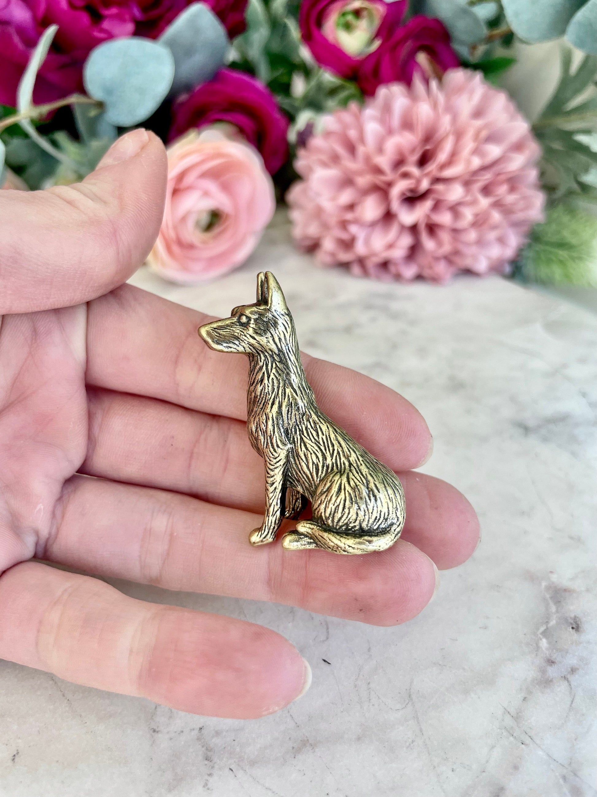 Authentic Dog Solid brass shepherd figurine, metal Picard statue, cooper Berger Picard ornament, wonderful gift for dog lovers