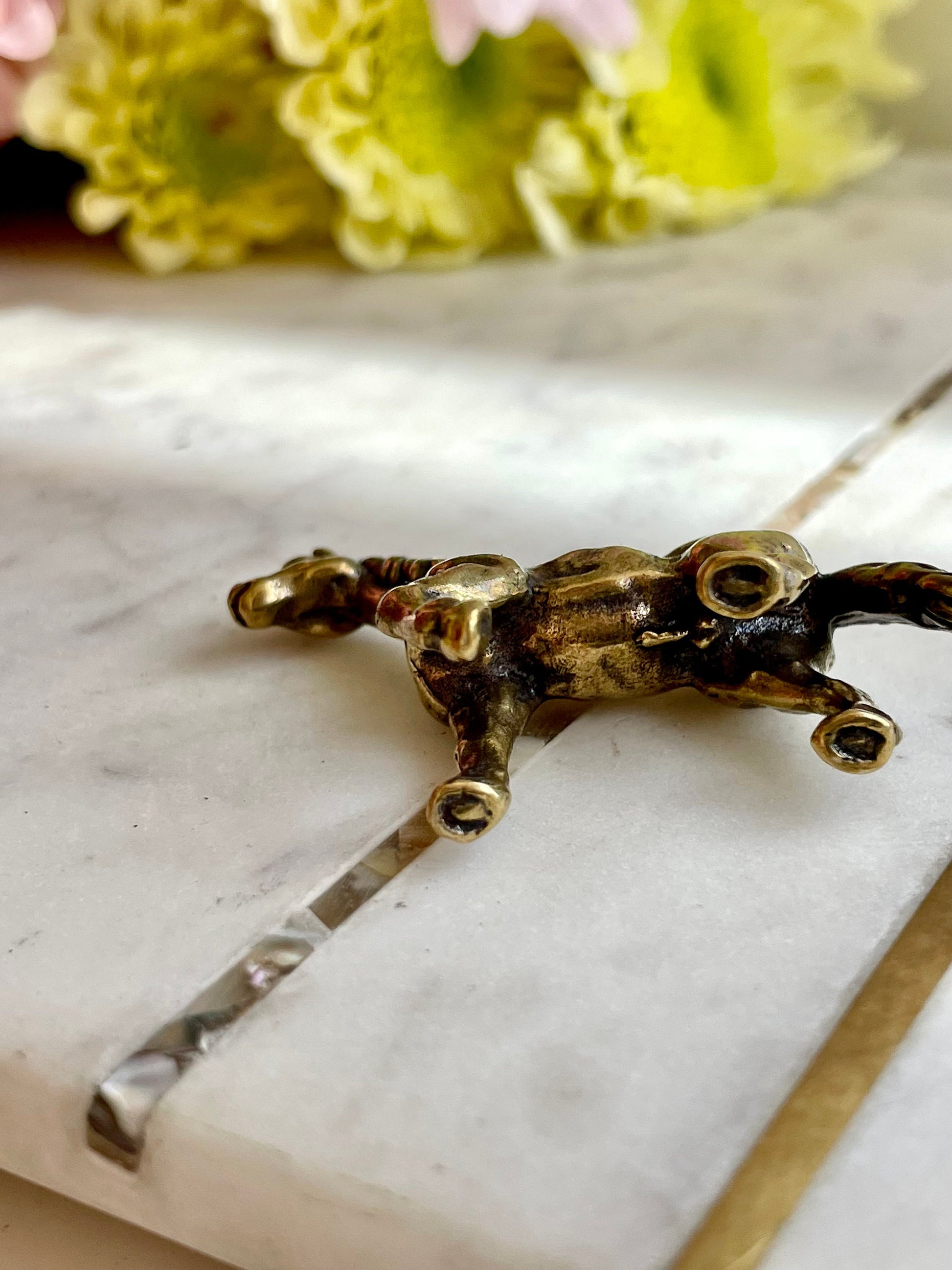 Fine lifelike solid brass horse figurine, Cute pony, Beautiful horse ornament, mustang statuette, cute little pony, brass pony