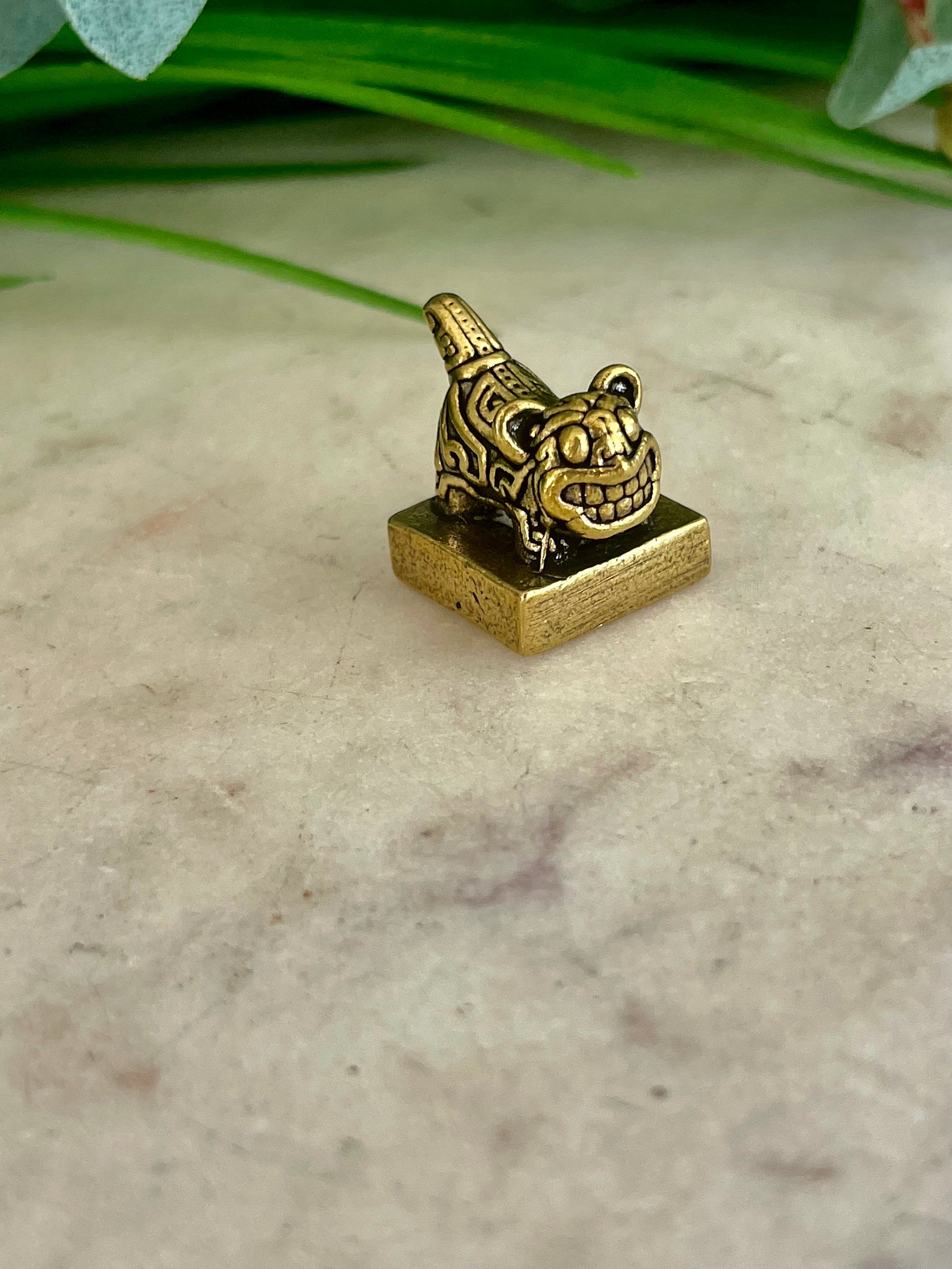 Giggling tiger little figurine, funny tiger ornament, joke little gift, Mexican style tiger, smile from ear to ear